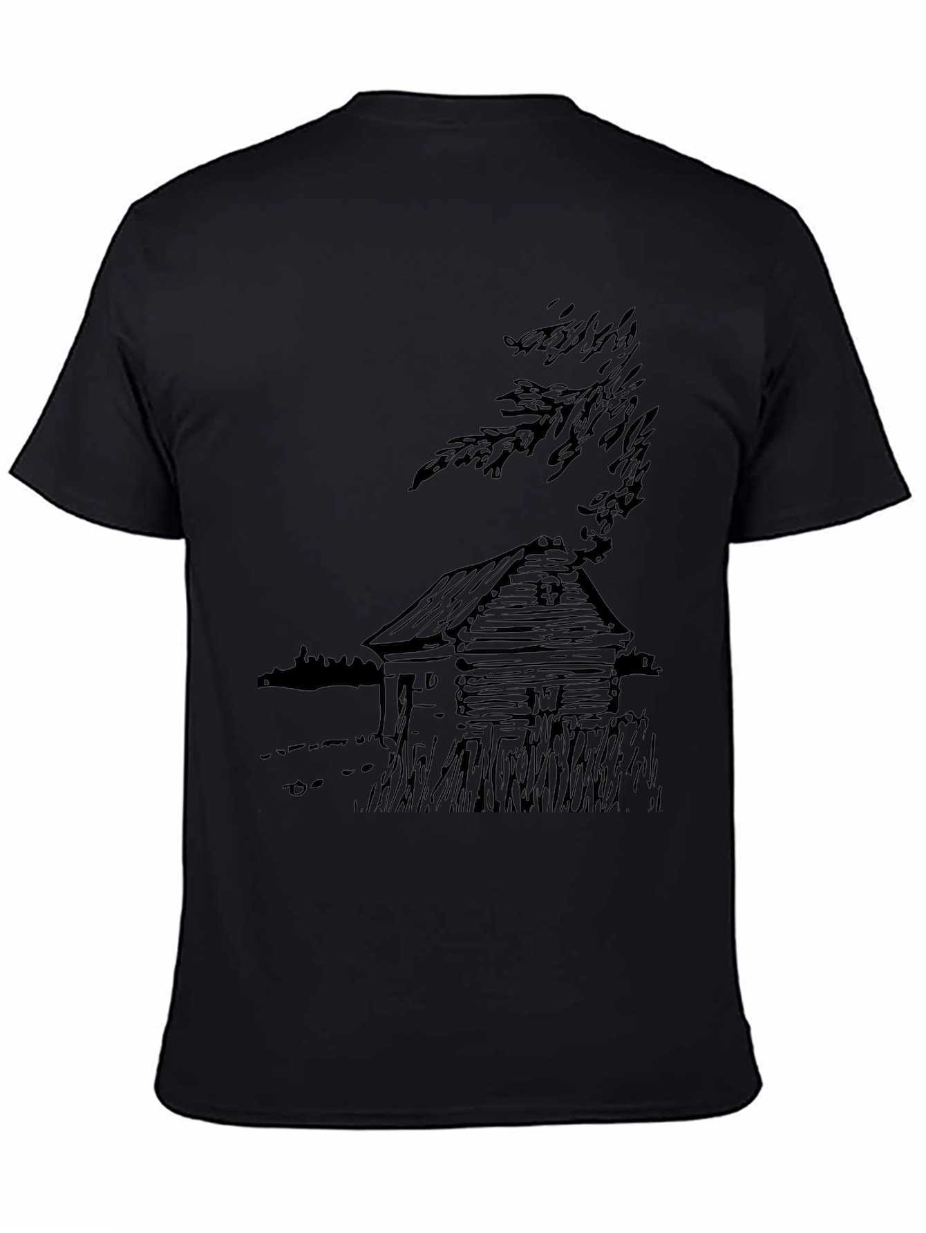 Cabin Sketch Black T-Shirt