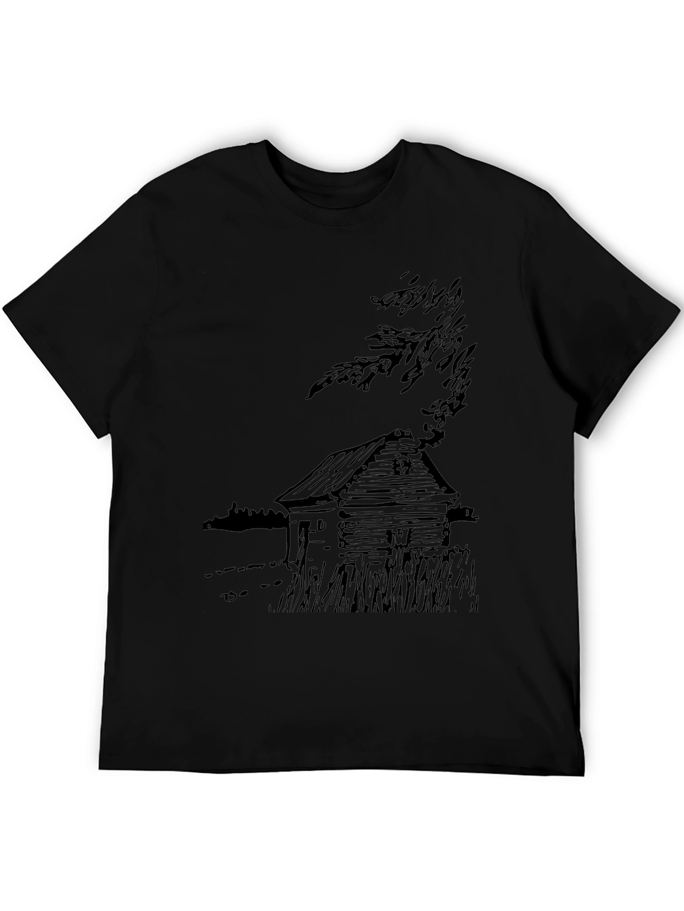 Cabin Sketch Black T-Shirt