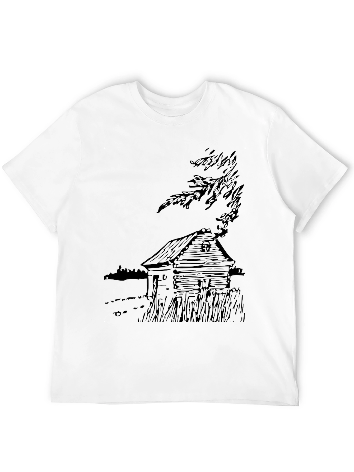 Cabin Sketch Black T-Shirt