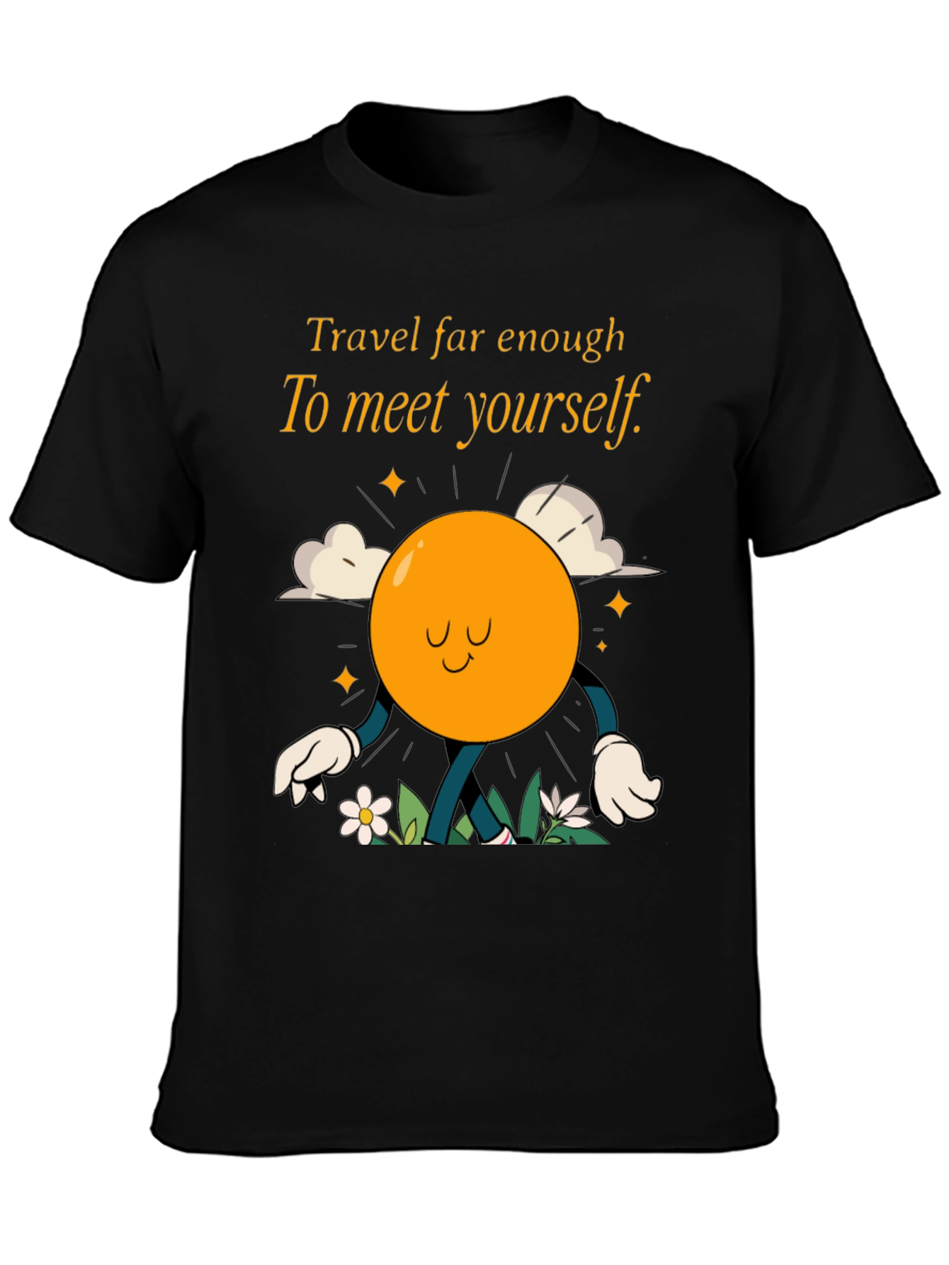 Travel Far Enough Black Graphic T-Shirt