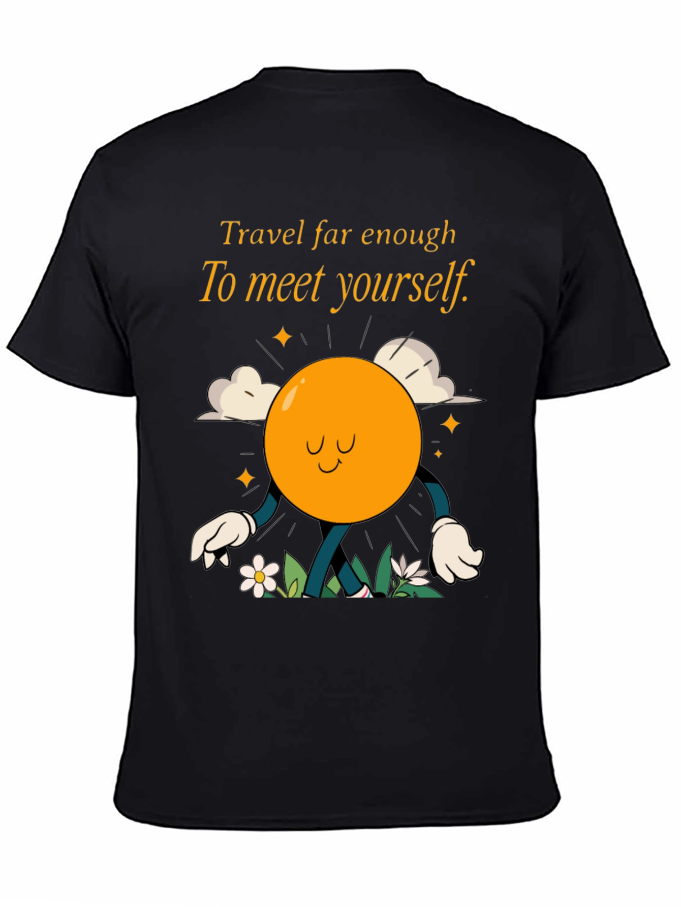 Travel Far Enough Black Graphic T-Shirt