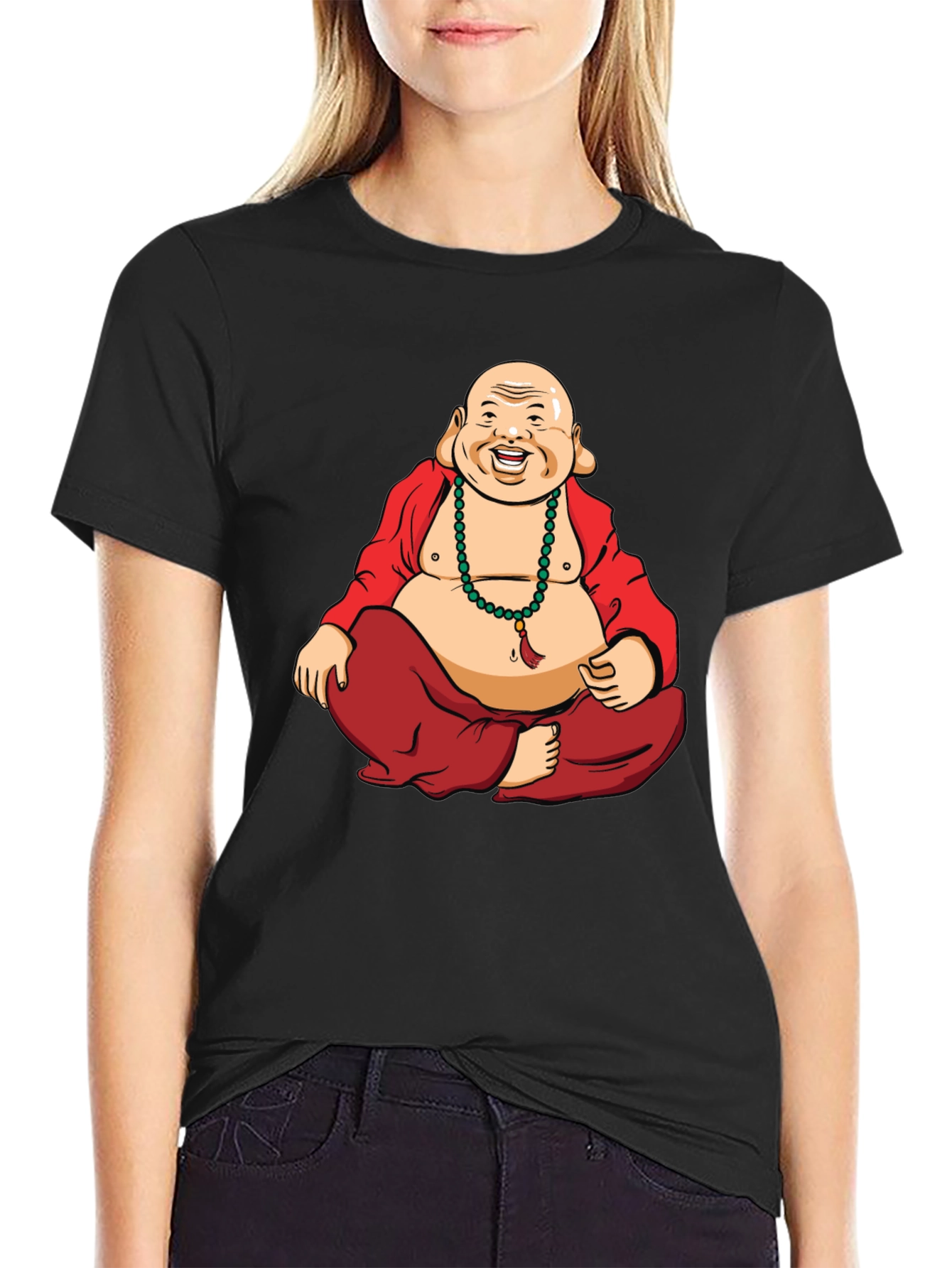 Buddha Graphic Tee - Black Cotton T-Shirt