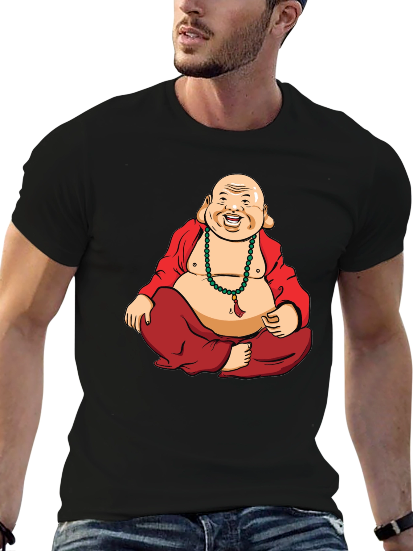 Buddha Graphic Tee - Black Cotton T-Shirt