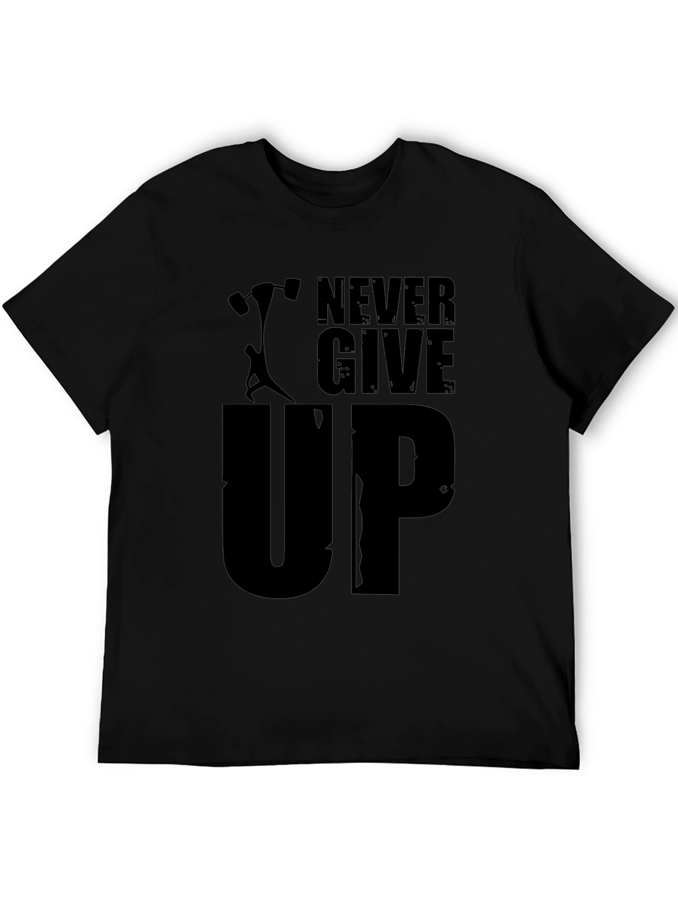 Never Give Up Black Graphic Tee