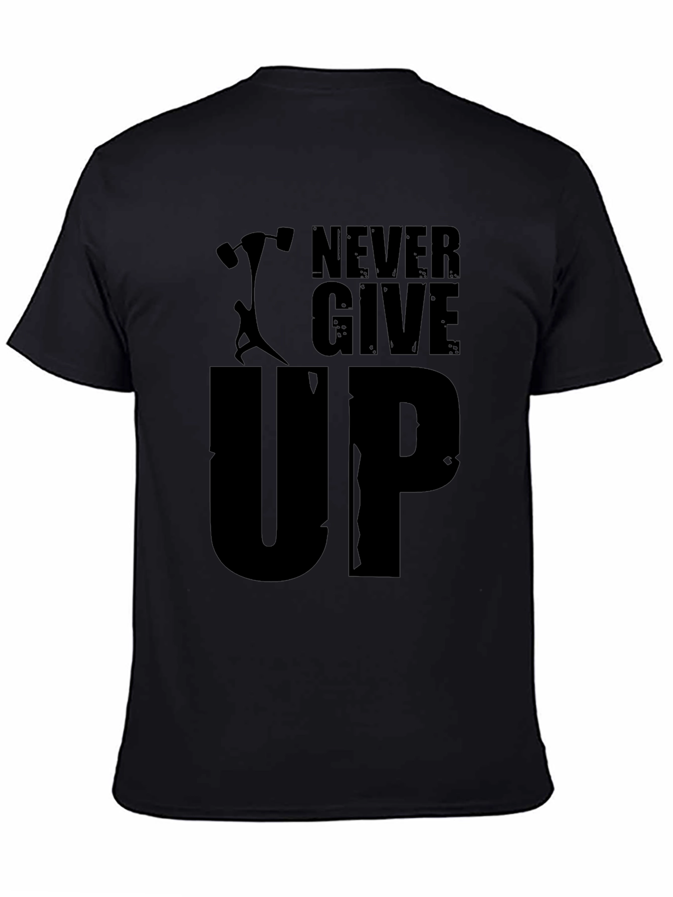 Never Give Up Black Graphic Tee