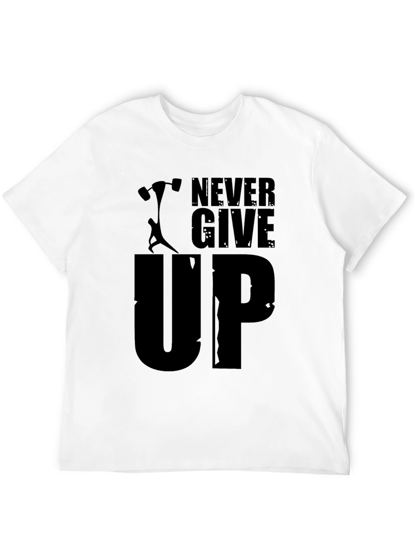 Never Give Up Black Graphic Tee