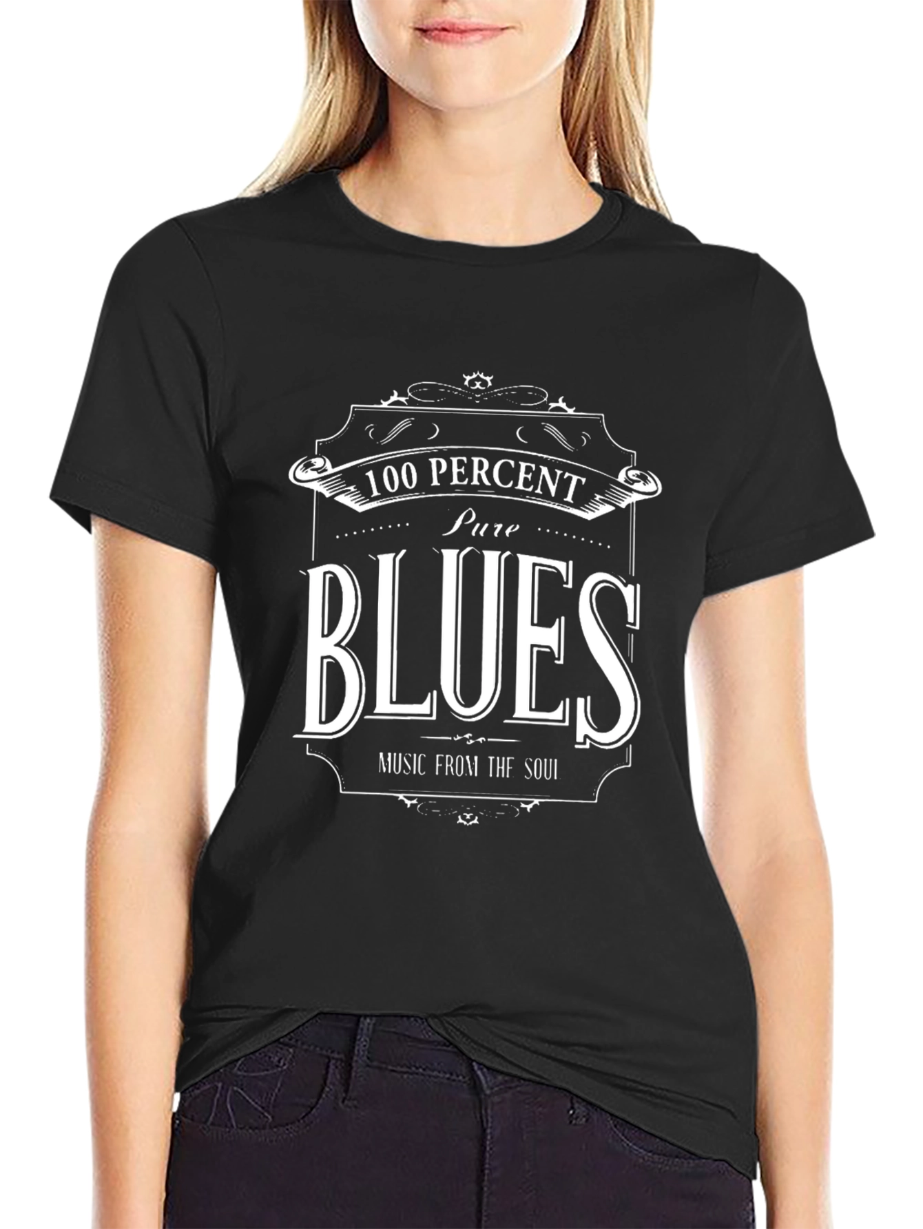 100% Pure Blues Black Graphic Tee