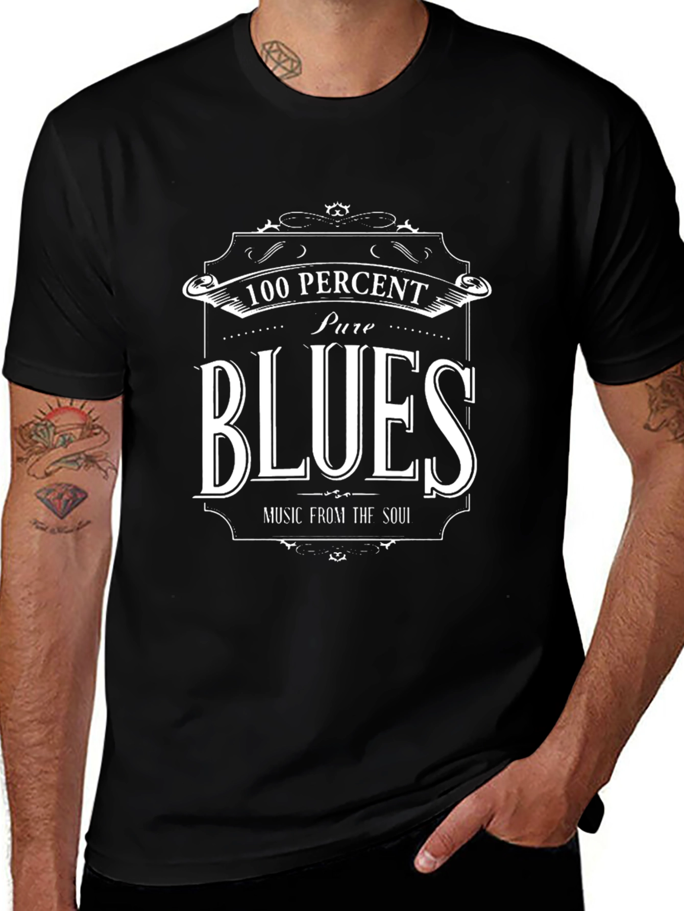 100% Pure Blues Black Graphic Tee