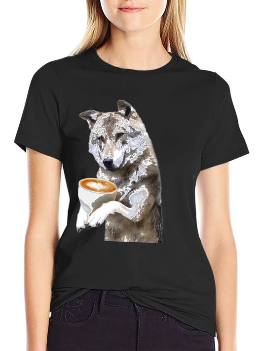 Wolf Latte Art T-Shirt - Black