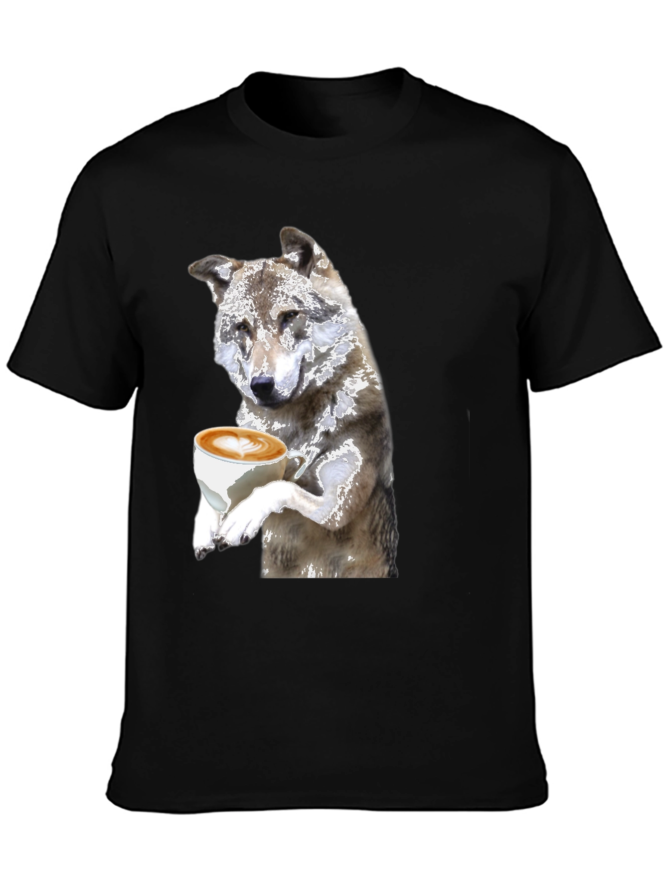 Wolf Latte Art T-Shirt - Black