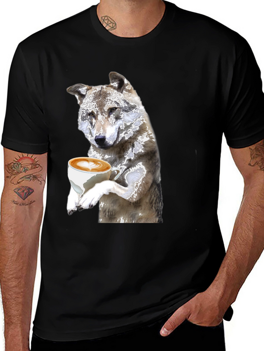 Wolf Latte Art T-Shirt - Black