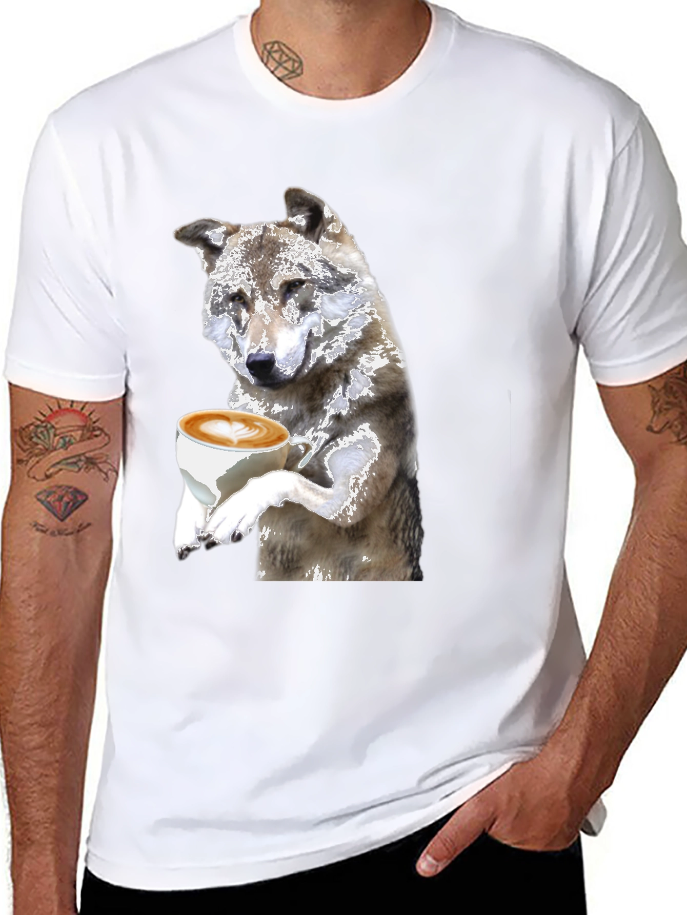 Wolf Latte Art T-Shirt - Black