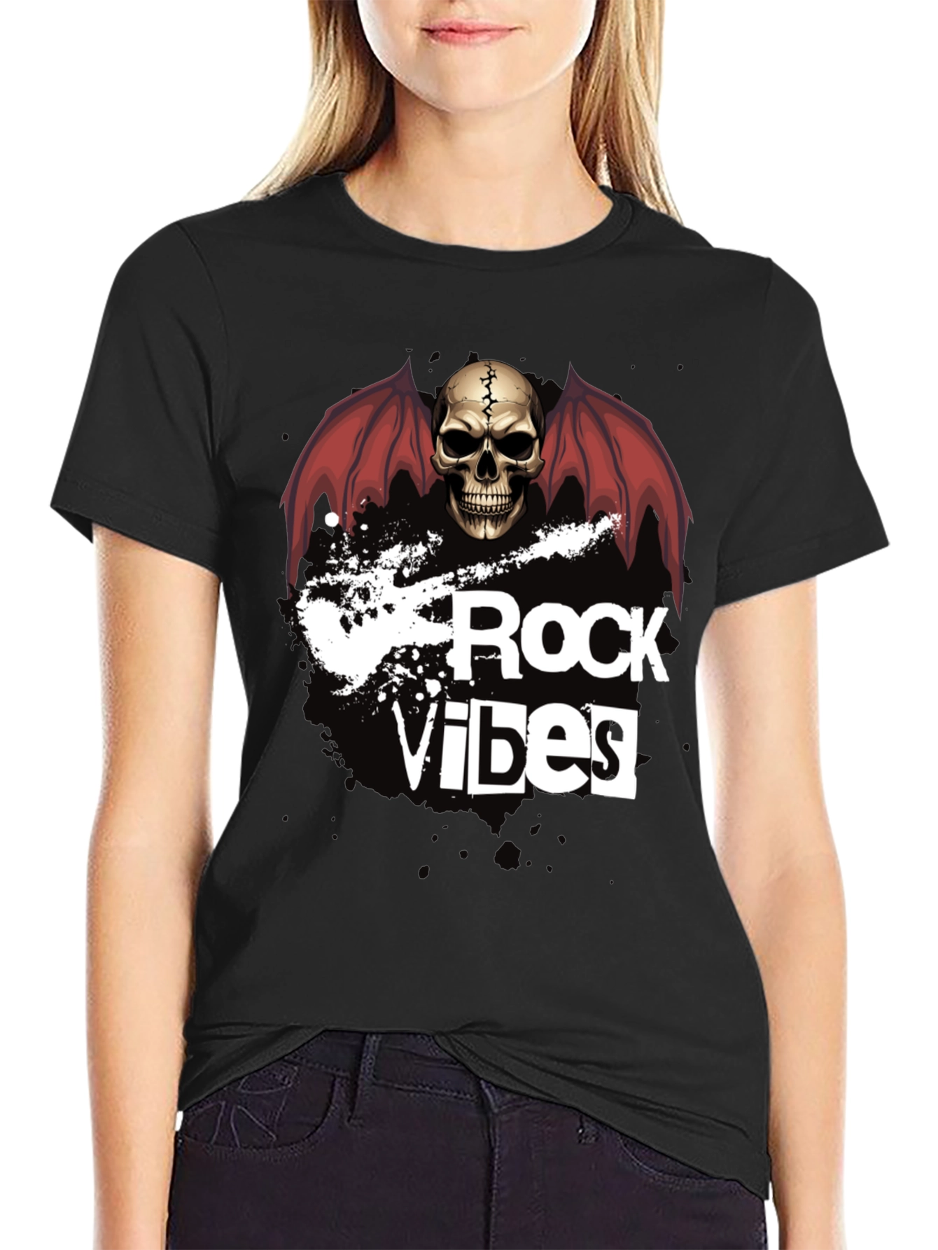 Rock Vibes Skull Graphic T-Shirt