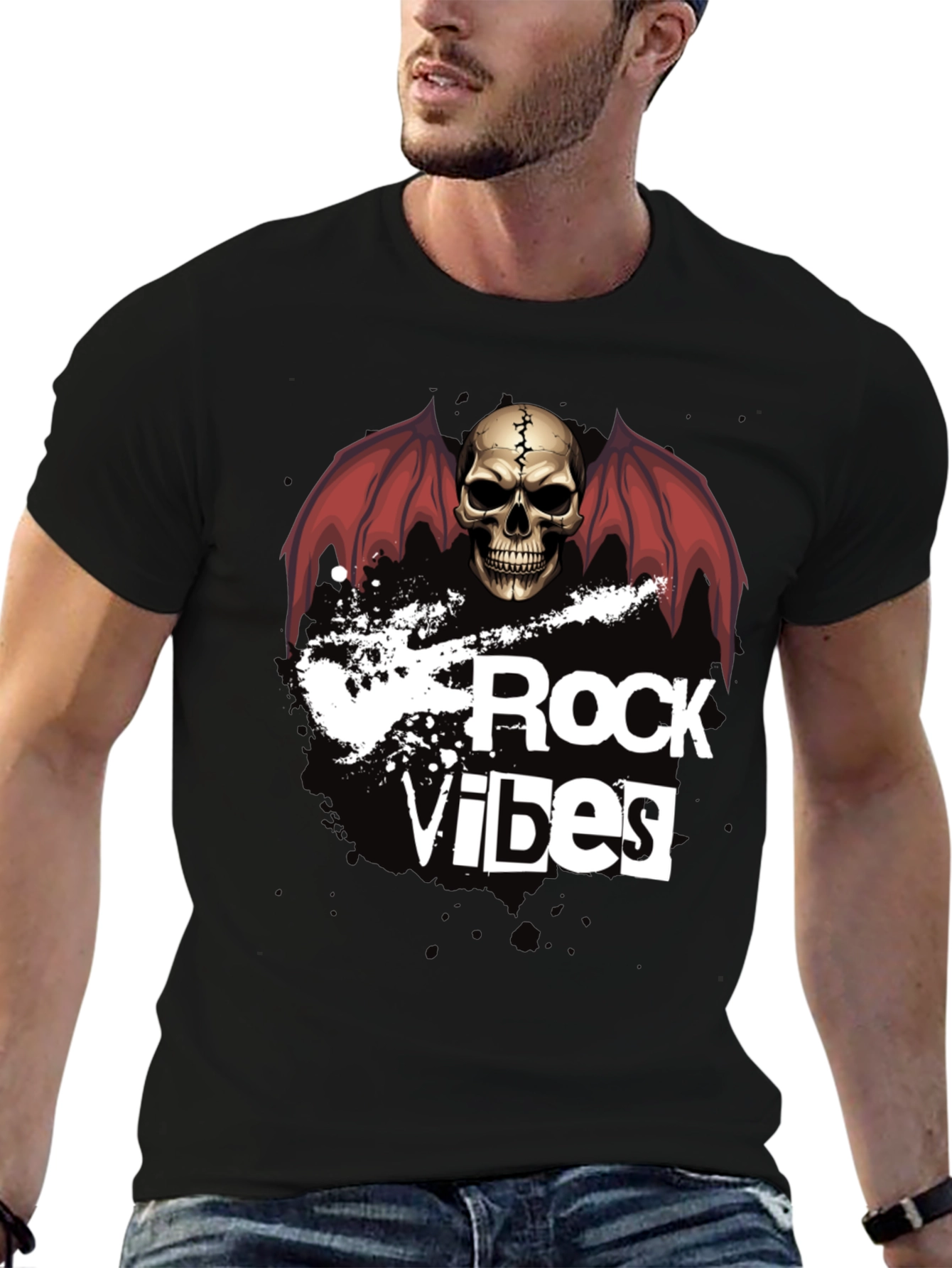 Rock Vibes Skull Graphic T-Shirt
