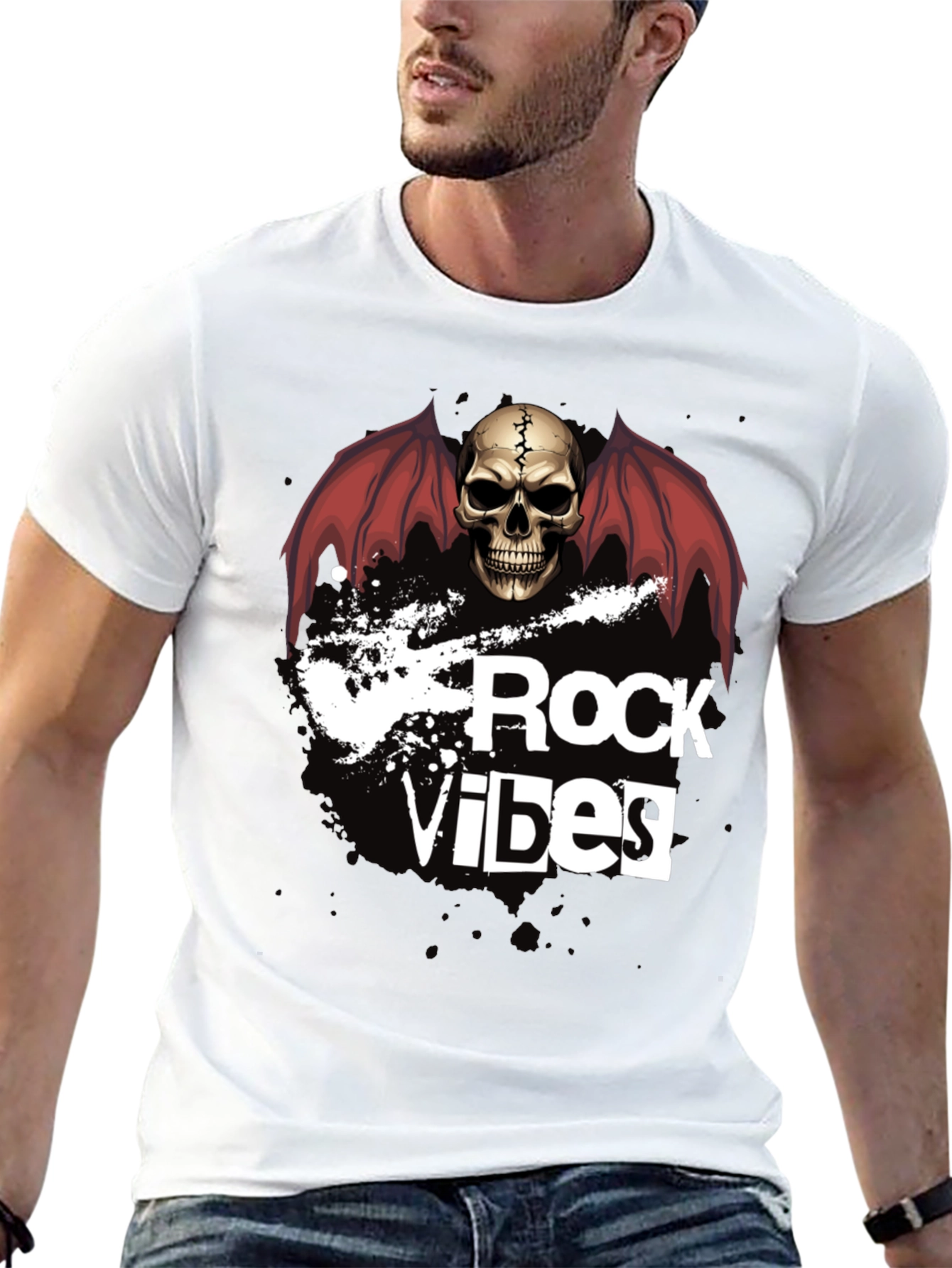 Rock Vibes Skull Graphic T-Shirt