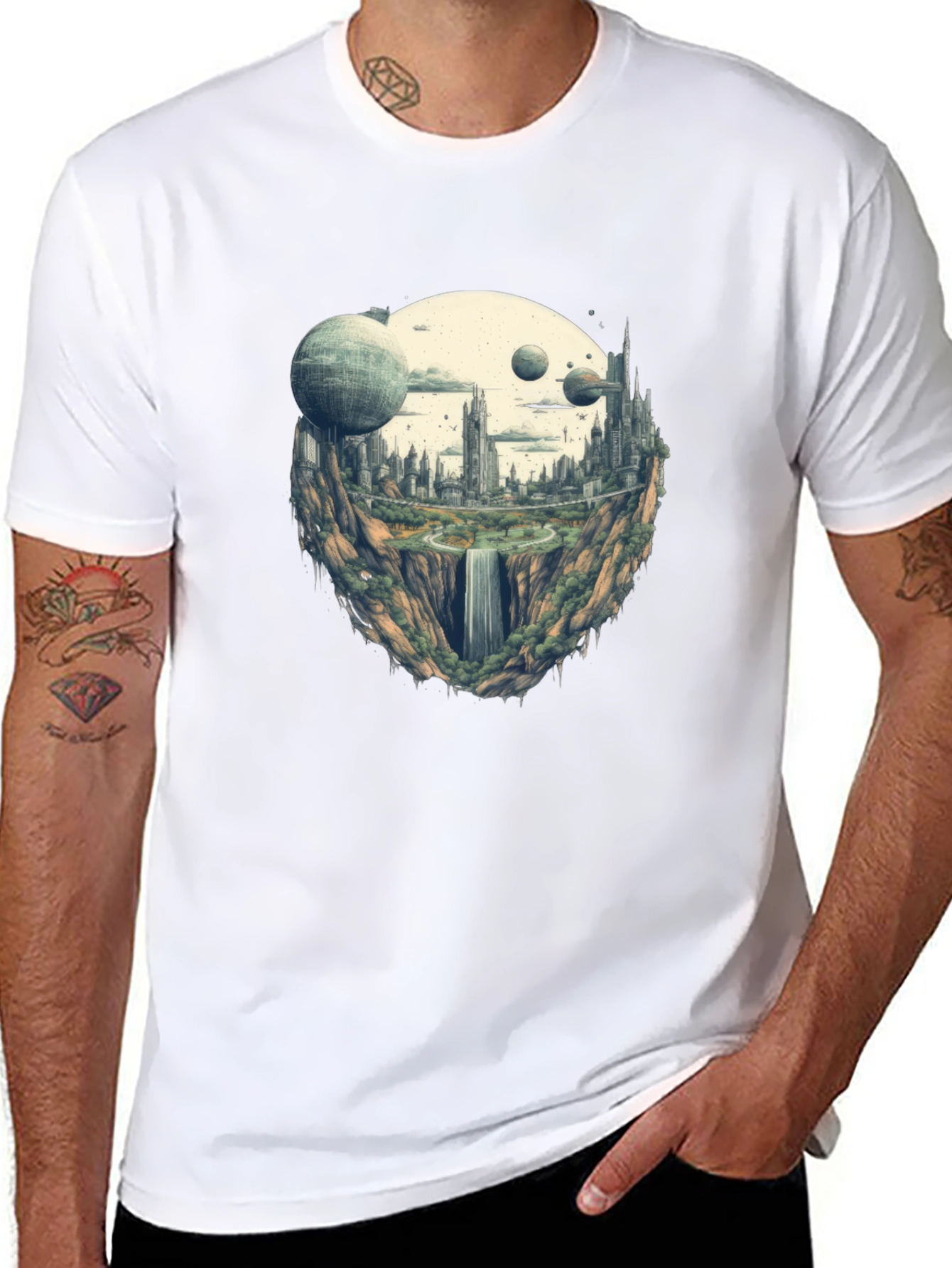 Sci-Fi Cityscape Graphic T-Shirt