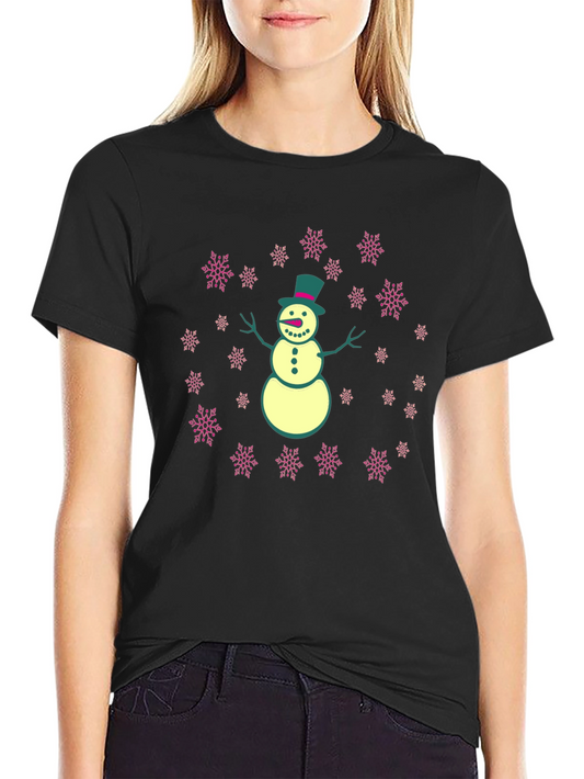 Snowman T-Shirt with Snowflake Design