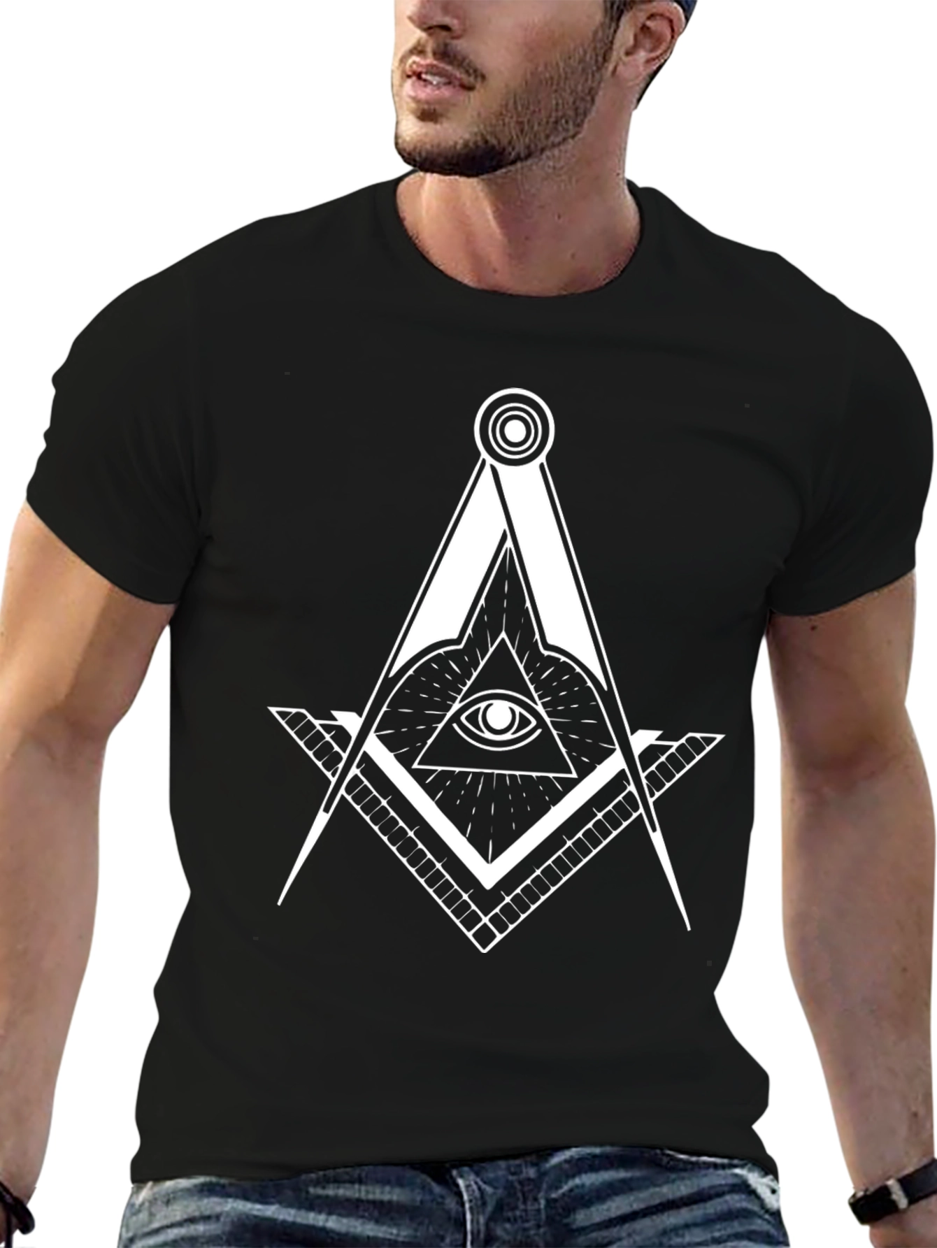 Masonic Square and Compass T-Shirt - Illuminati Symbol Tee