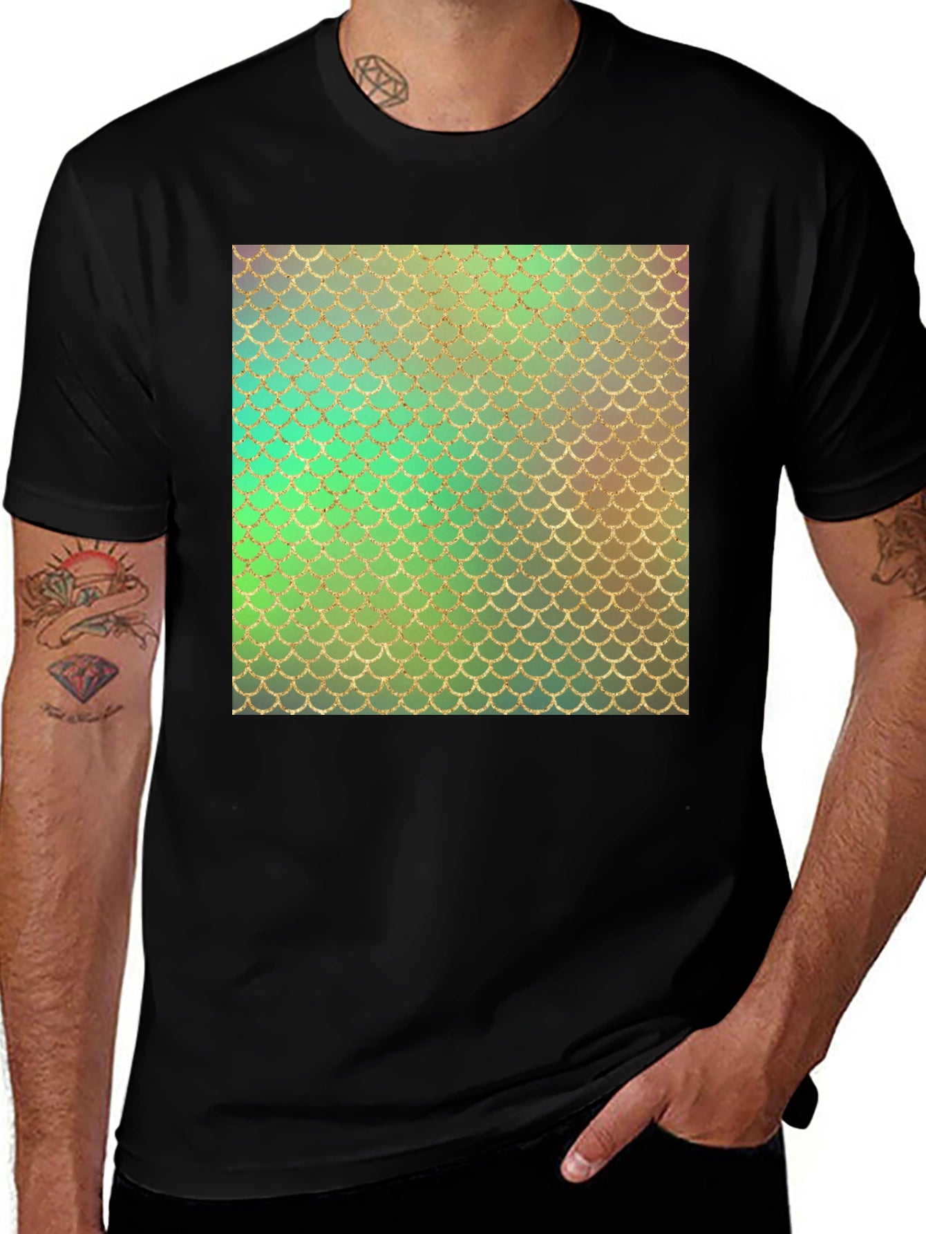 Scales Pattern Mens Tee - Black