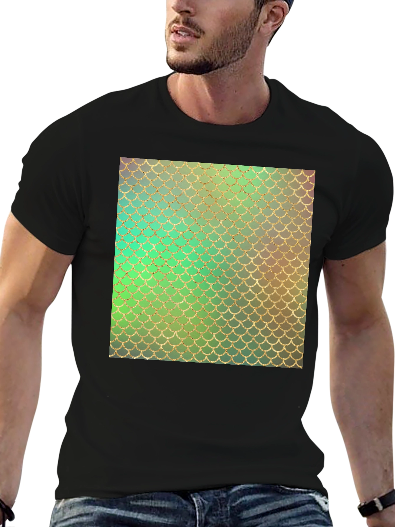 Scales Pattern Mens Tee - Black