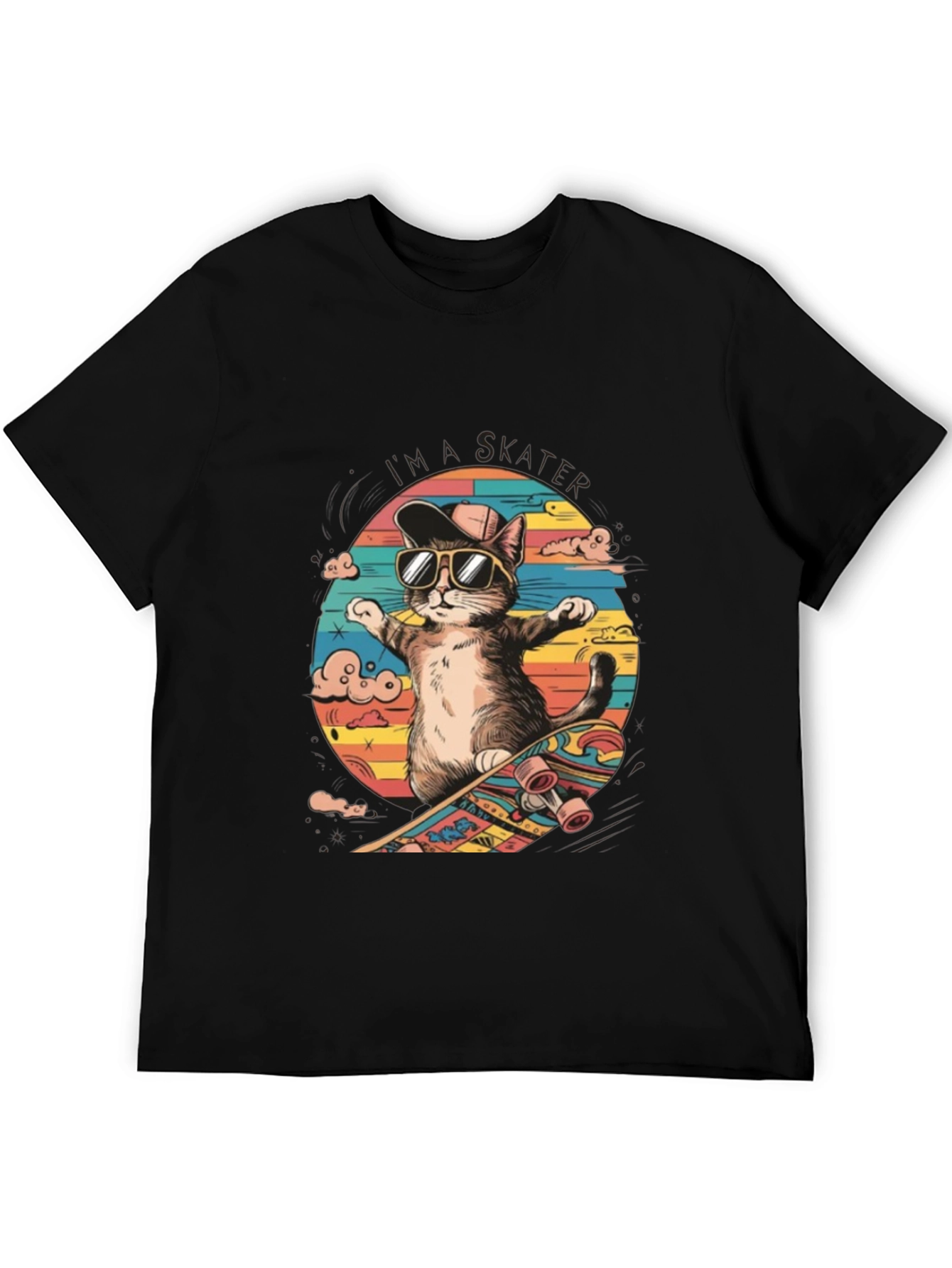 Cool Cat Skateboarder Graphic Tee