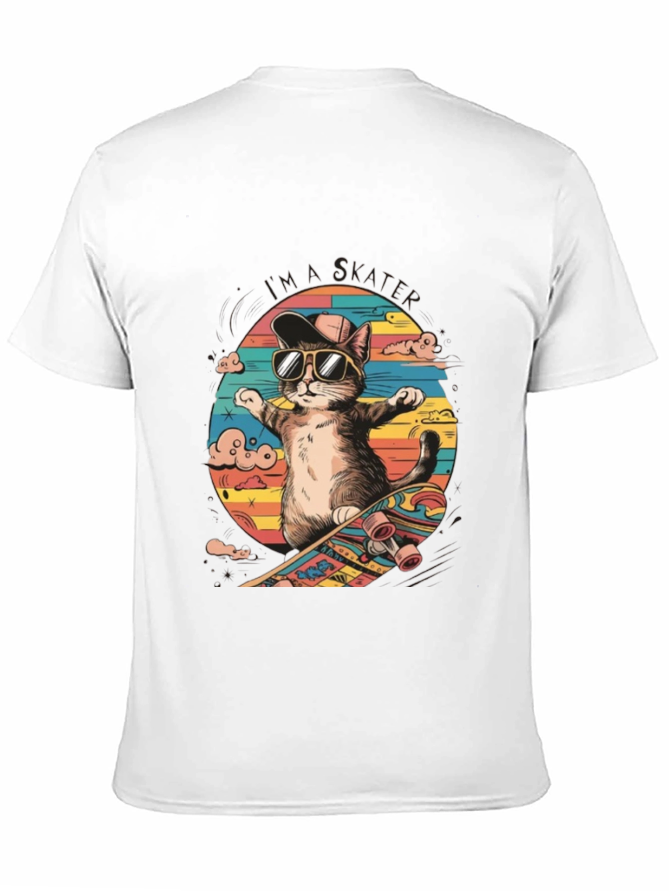 Cool Cat Skateboarder Graphic Tee