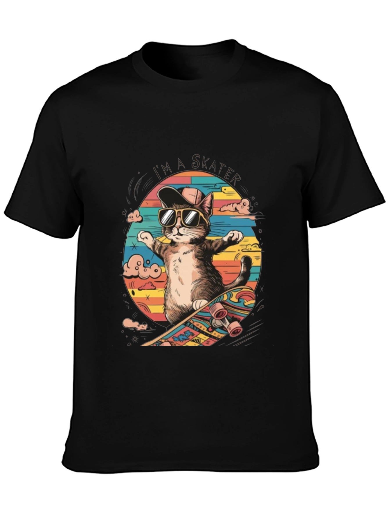 Cool Cat Skateboarder Graphic Tee
