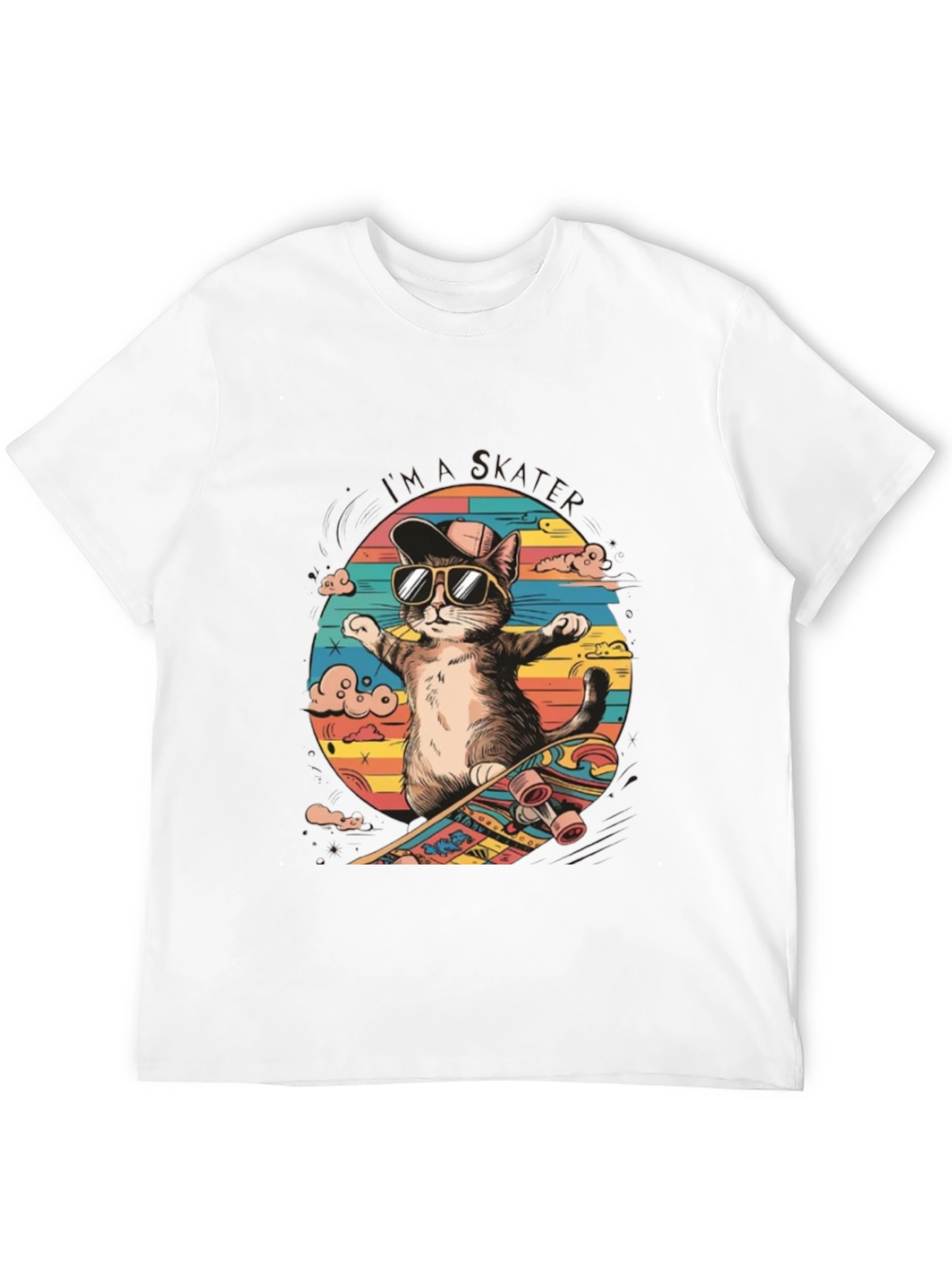 Cool Cat Skateboarder Graphic Tee