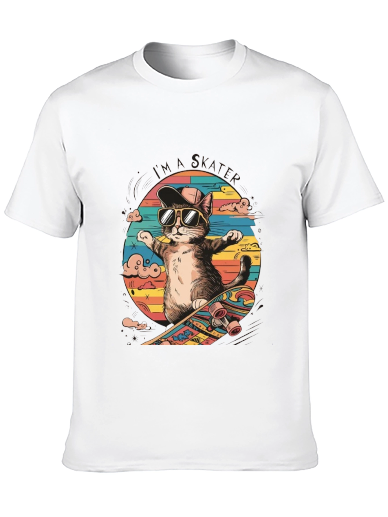 Cool Cat Skateboarder Graphic Tee