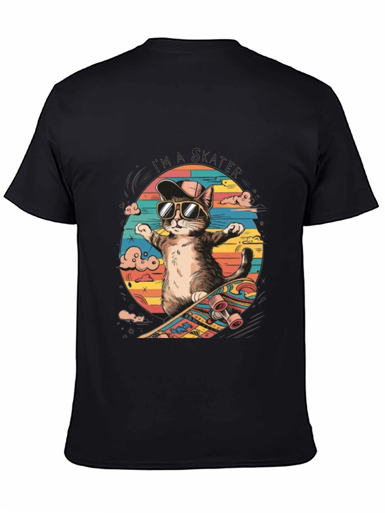 Cool Cat Skateboarder Graphic Tee