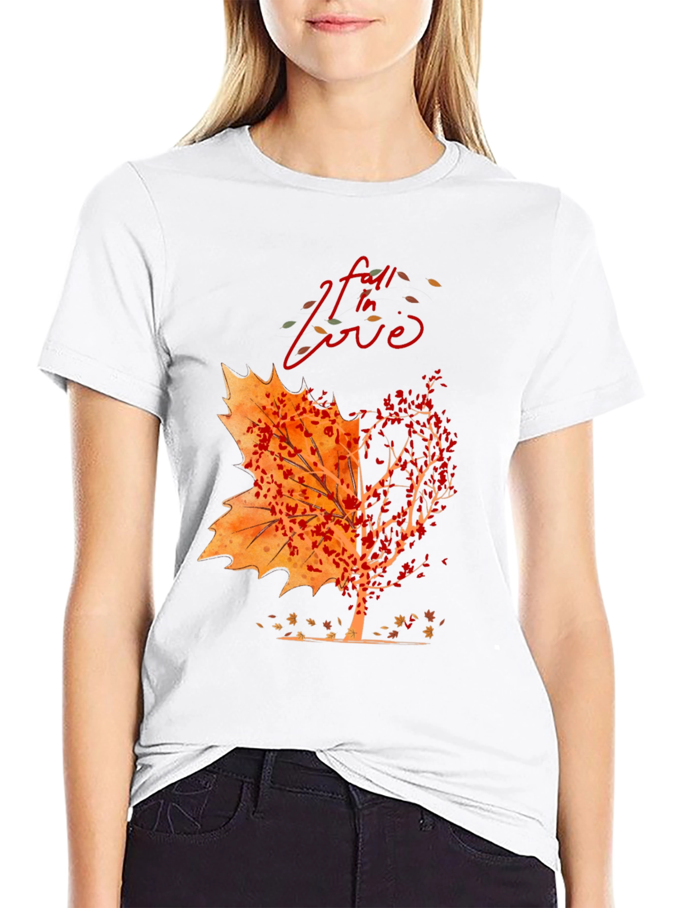 Fall In Love Autumn Leaf Tree Graphic Tee