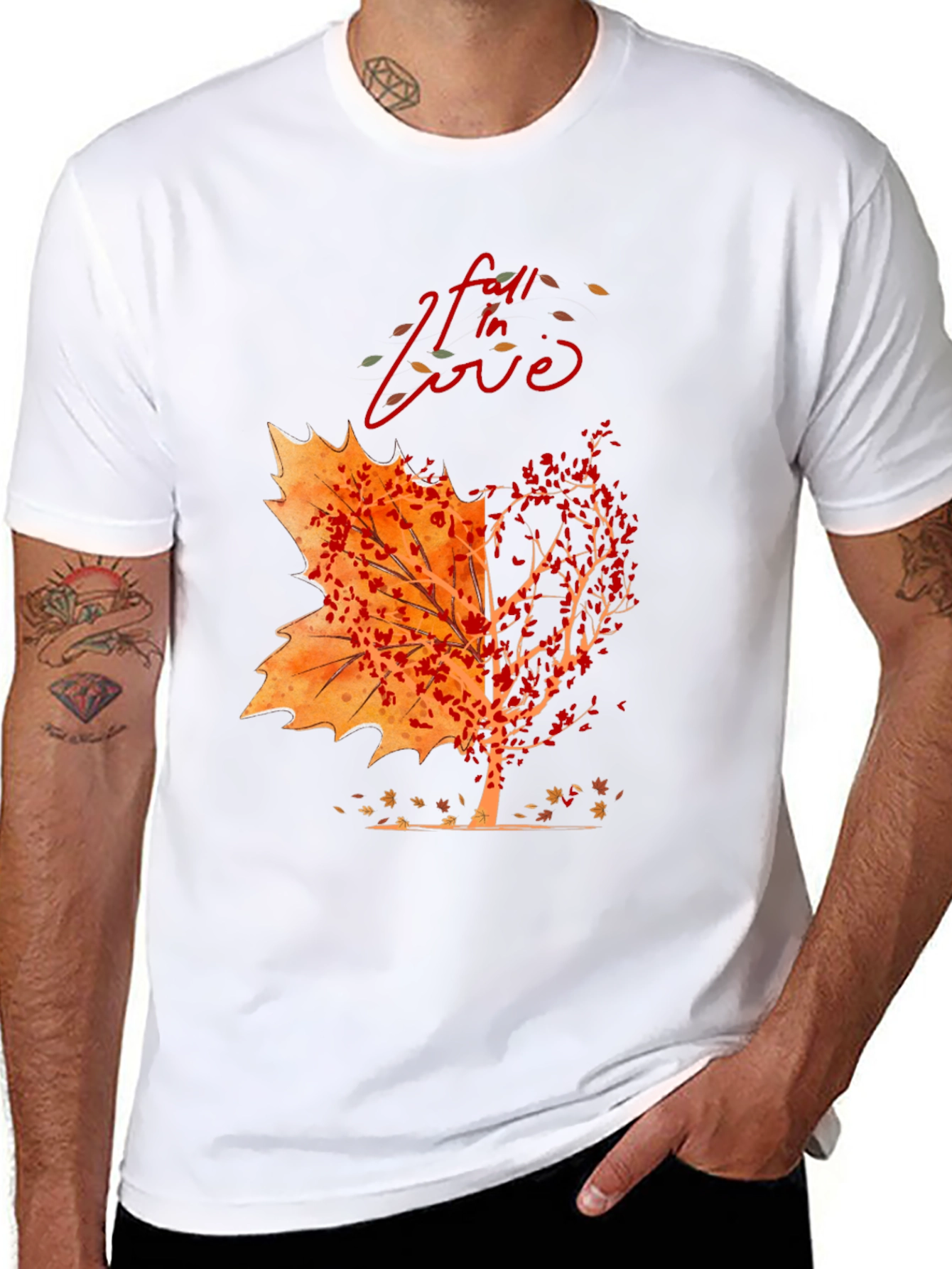Fall In Love Autumn Leaf Tree Graphic Tee