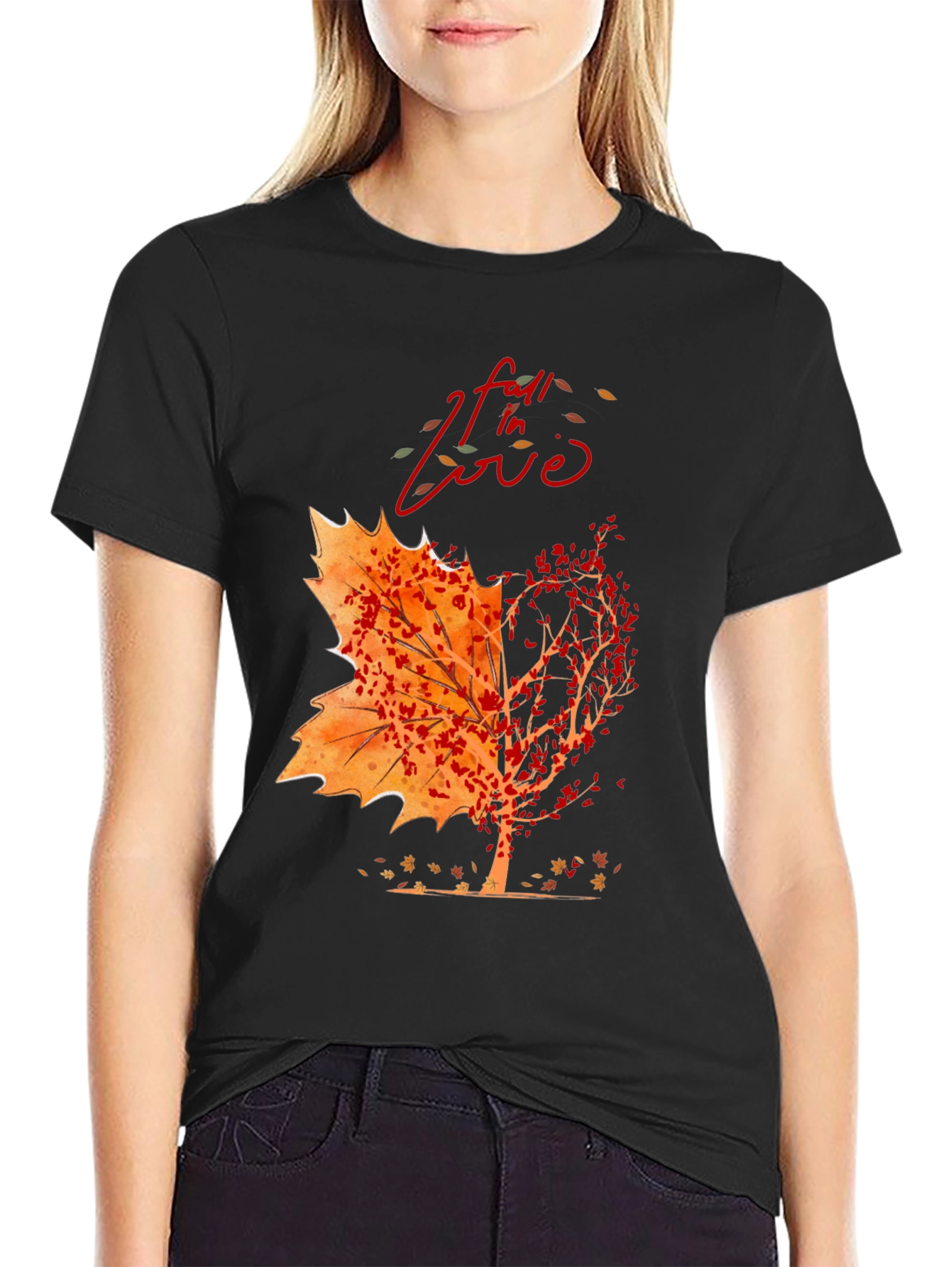 Fall In Love Autumn Leaf Tree Graphic Tee