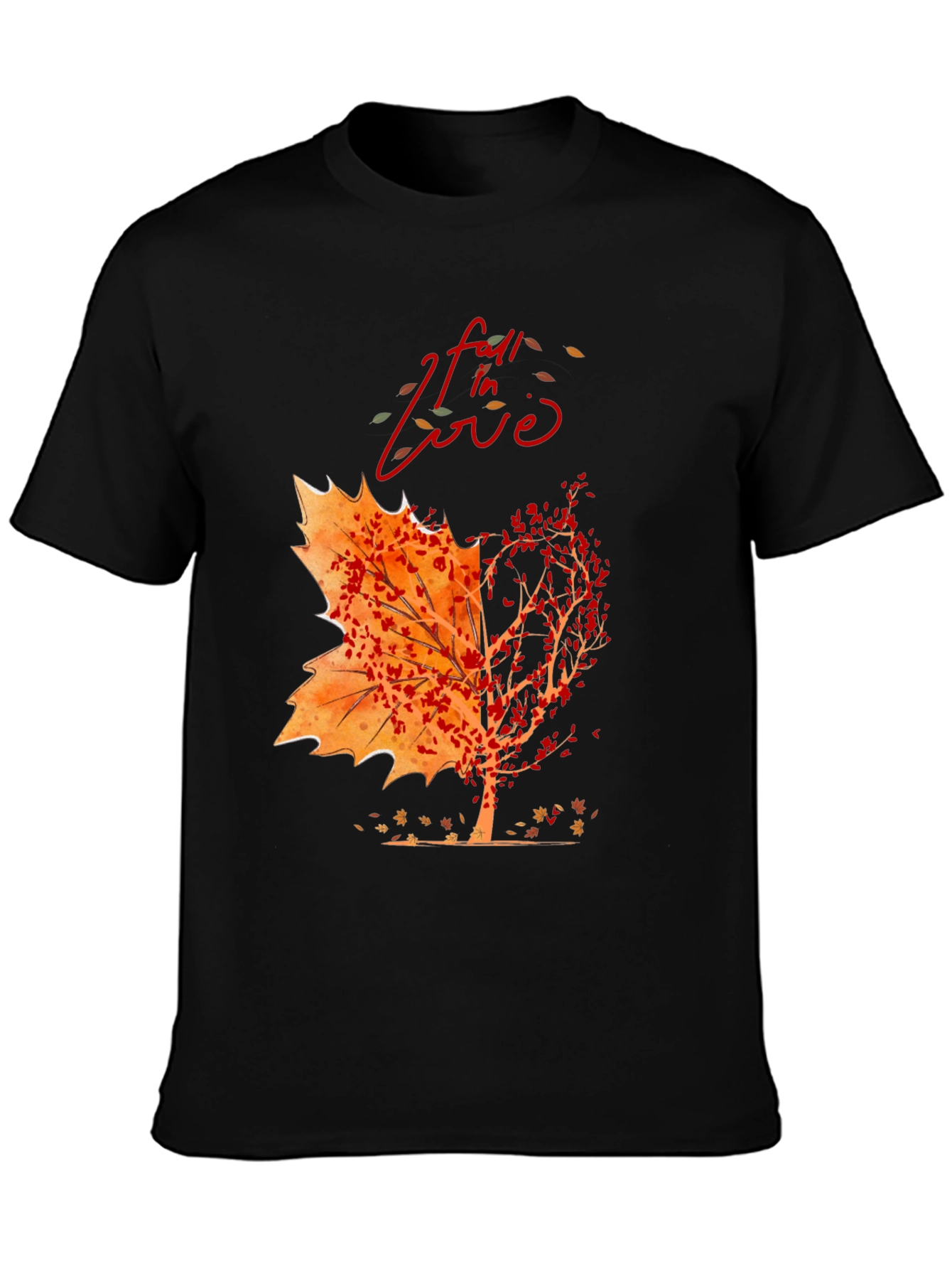 Fall In Love Autumn Leaf Tree Graphic Tee
