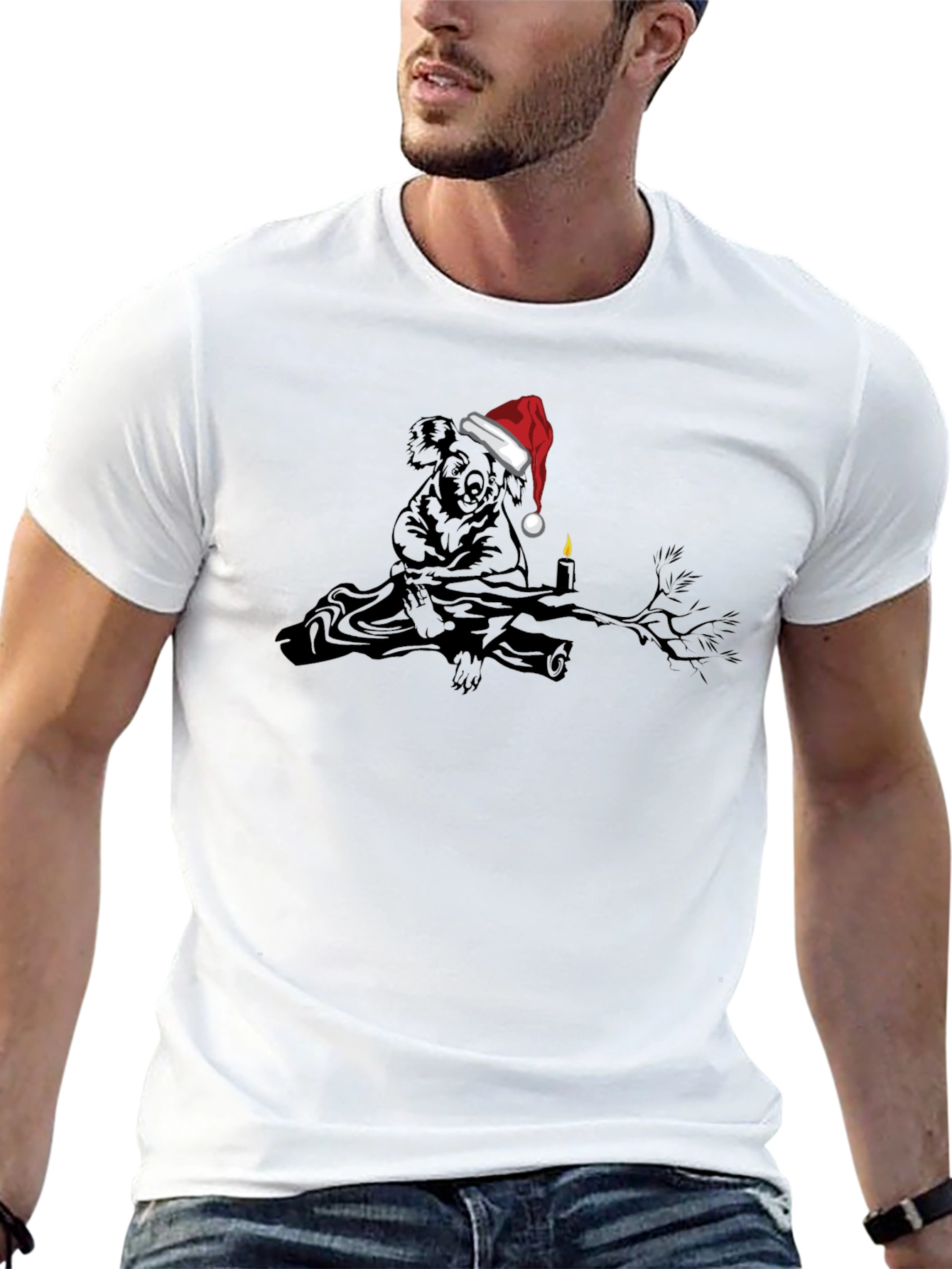 Festive Koala Santa Hat Graphic T-Shirt