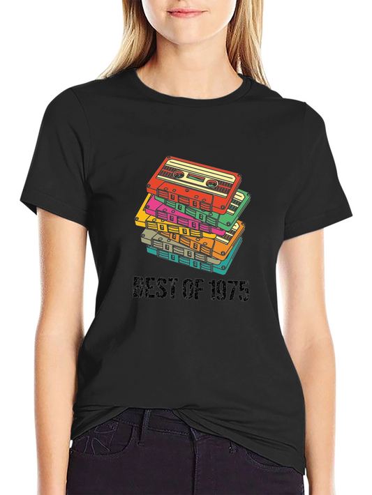 Vintage Best of 1975 Cassette Tape Stack Graphic T-Shirt