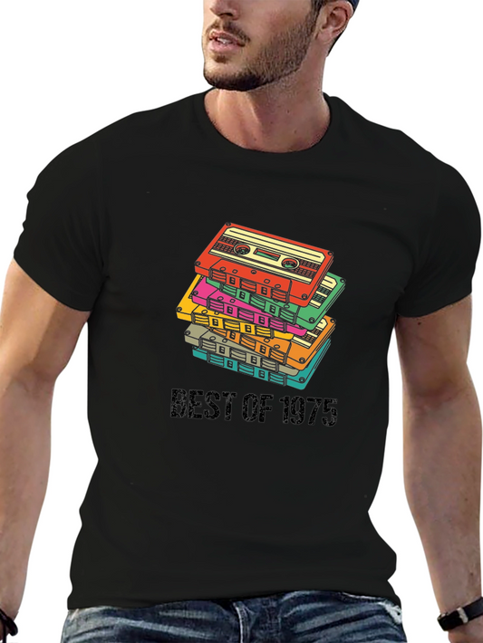 Vintage Best of 1975 Cassette Tape Stack Graphic T-Shirt