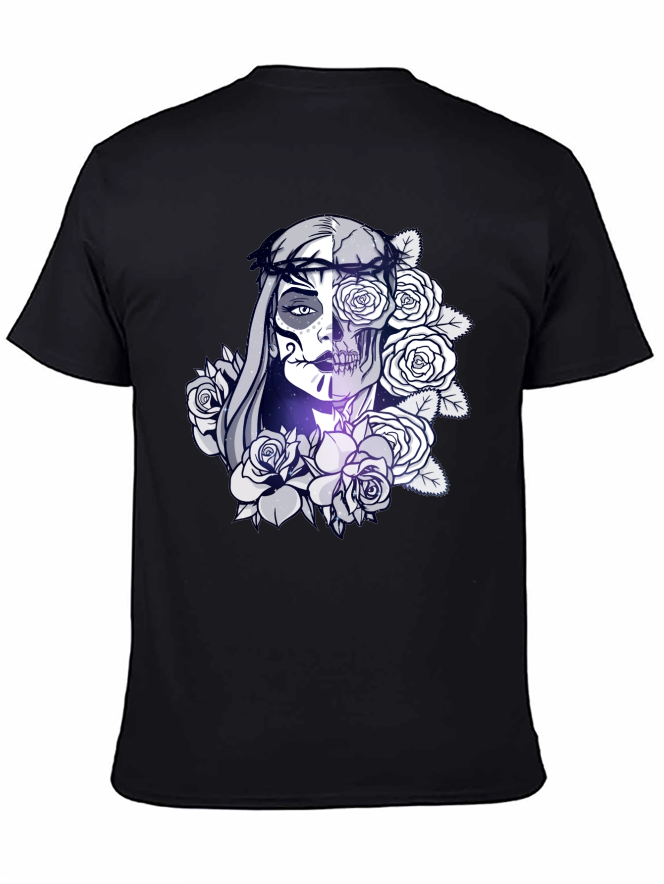 Sugar Skull Floral Black T-Shirt