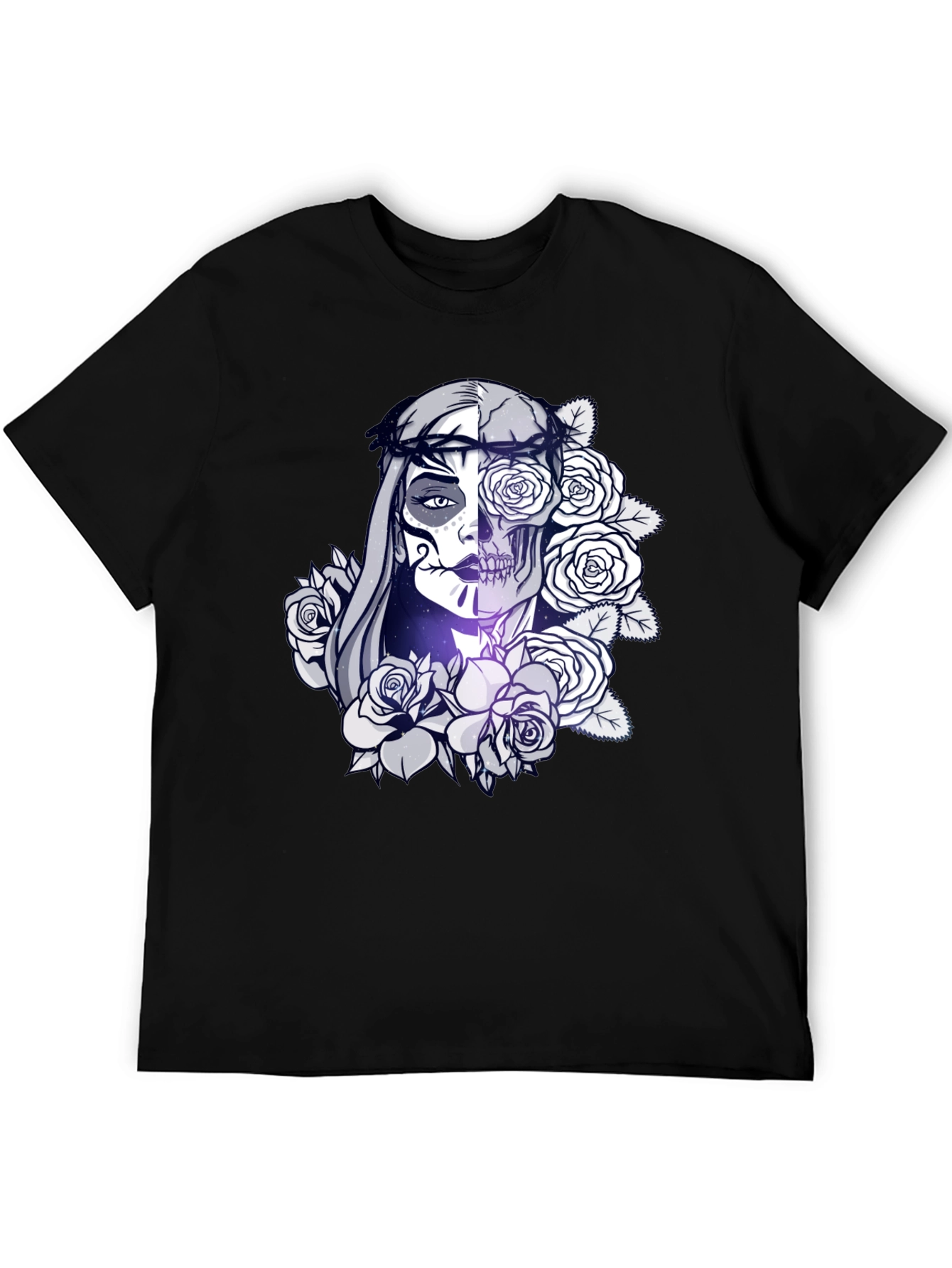 Sugar Skull Floral Black T-Shirt