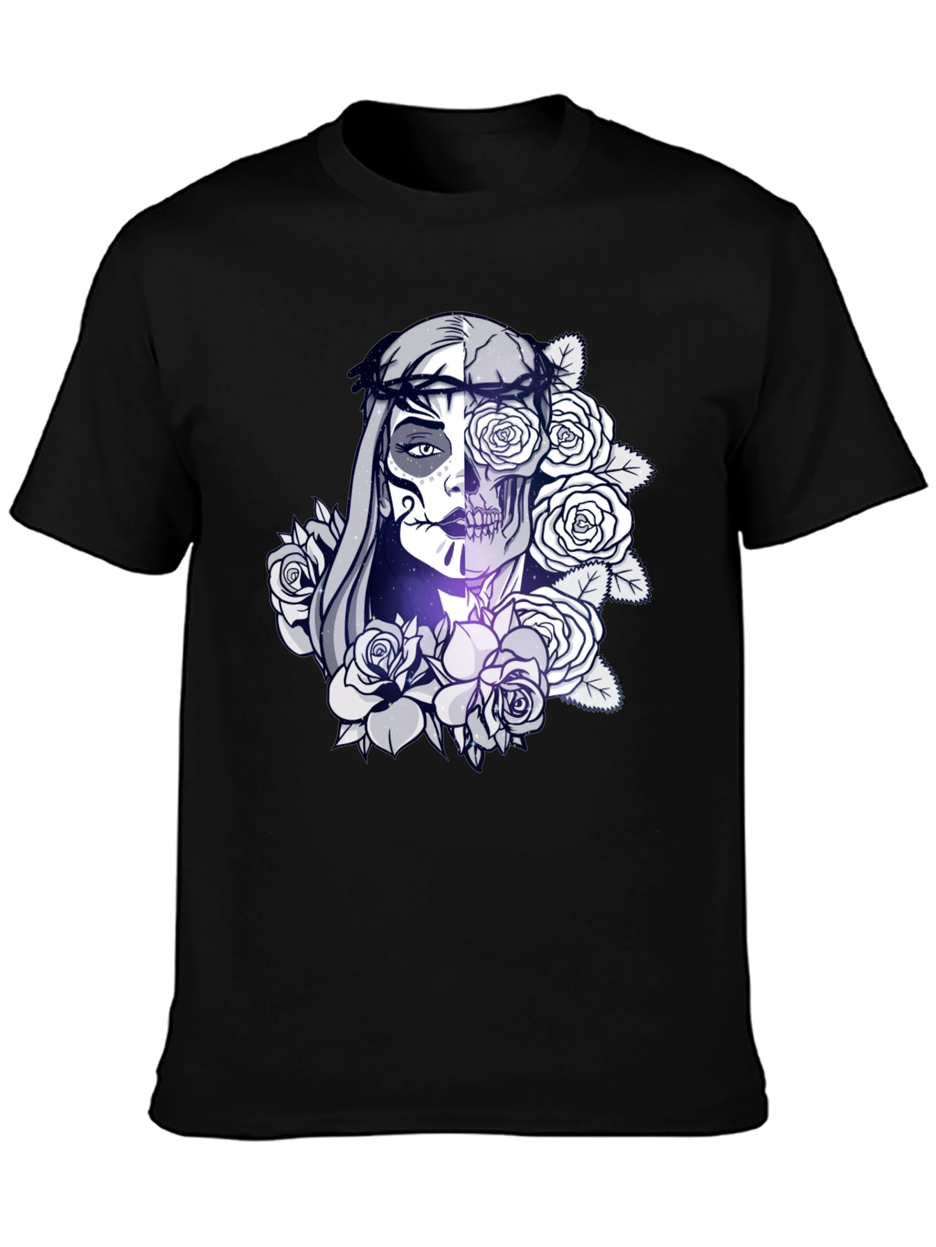 Sugar Skull Floral Black T-Shirt
