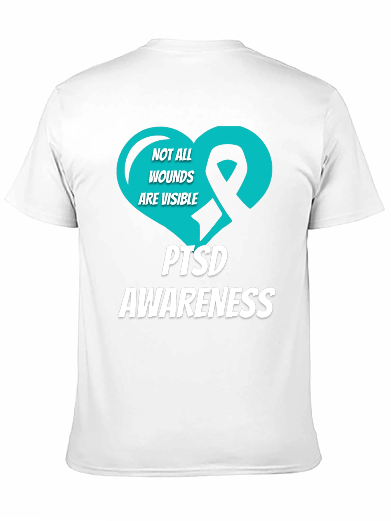 PTSD Awareness T-Shirt - Teal Heart Ribbon Design