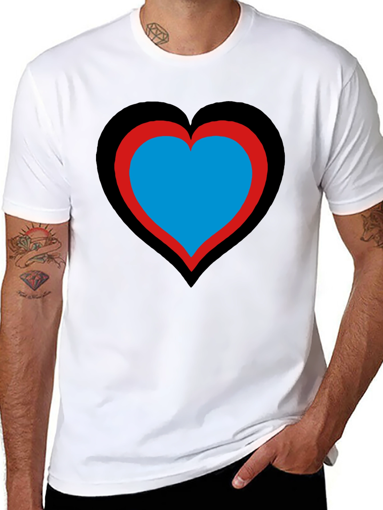 Heart Design Black T-Shirt: Bold & Unique!