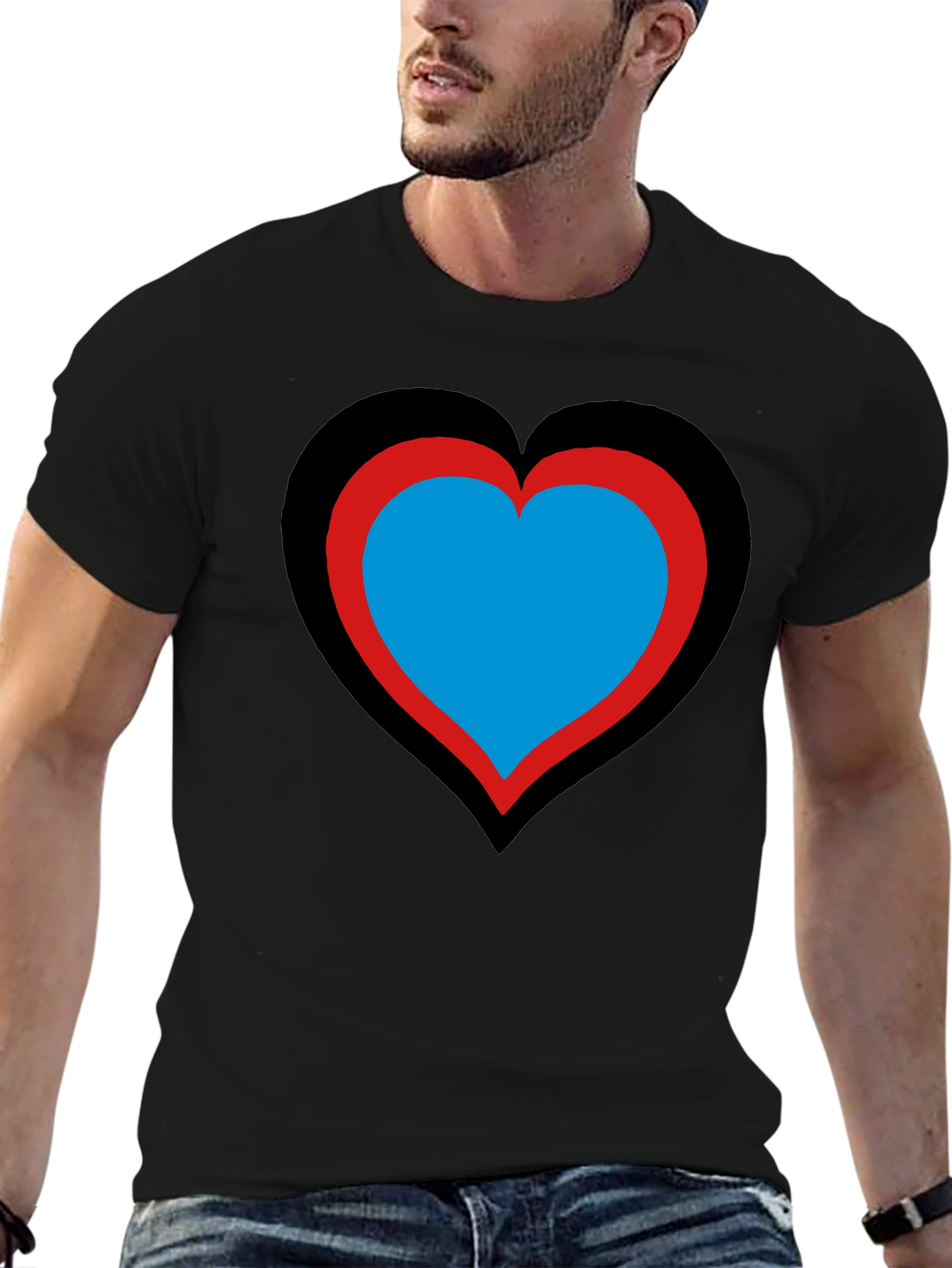 Heart Design Black T-Shirt: Bold & Unique!