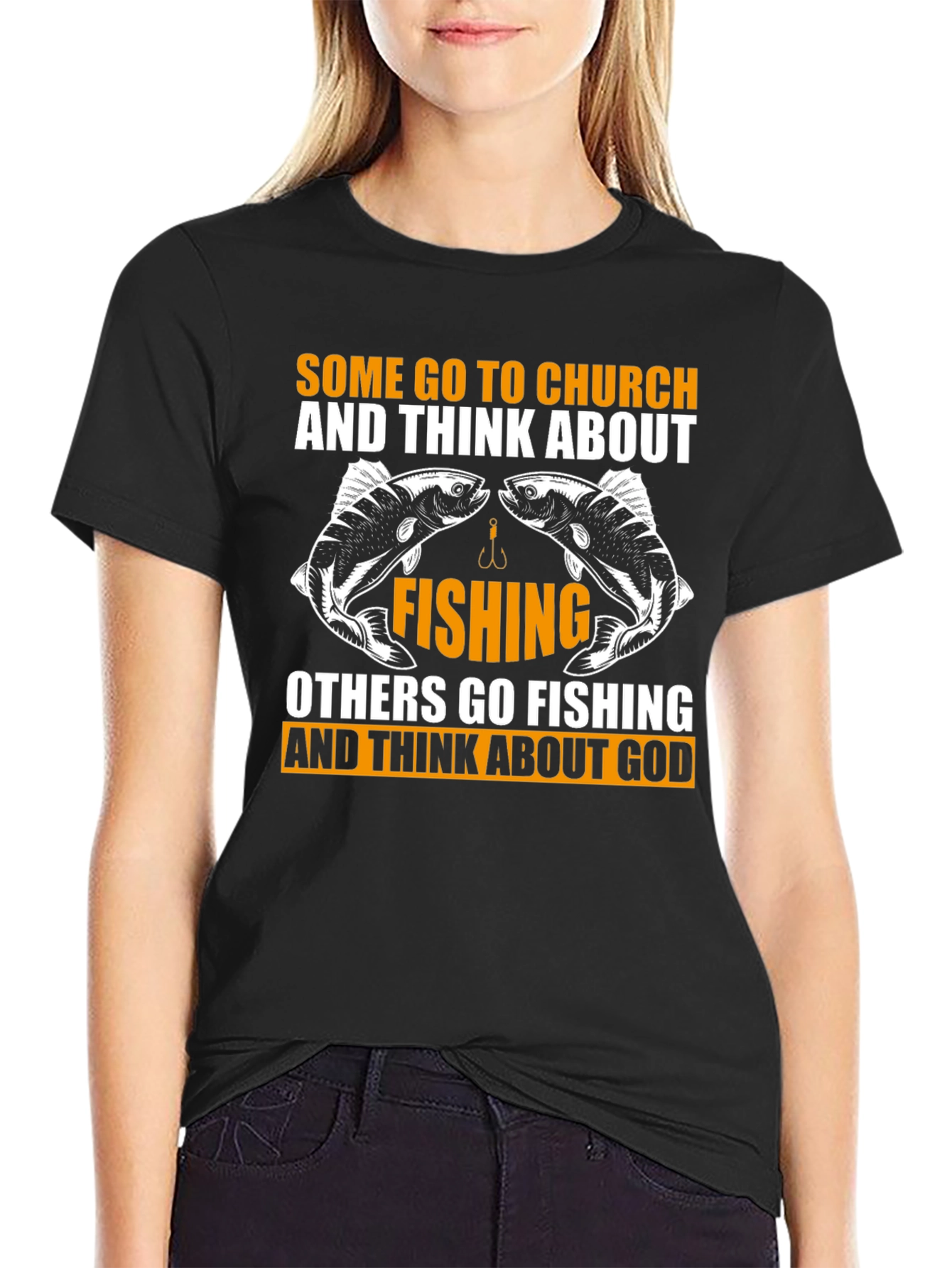 Fishing & God Graphic Tee - Black Cotton T-Shirt