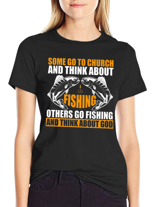 Fishing & God Graphic Tee - Black Cotton T-Shirt