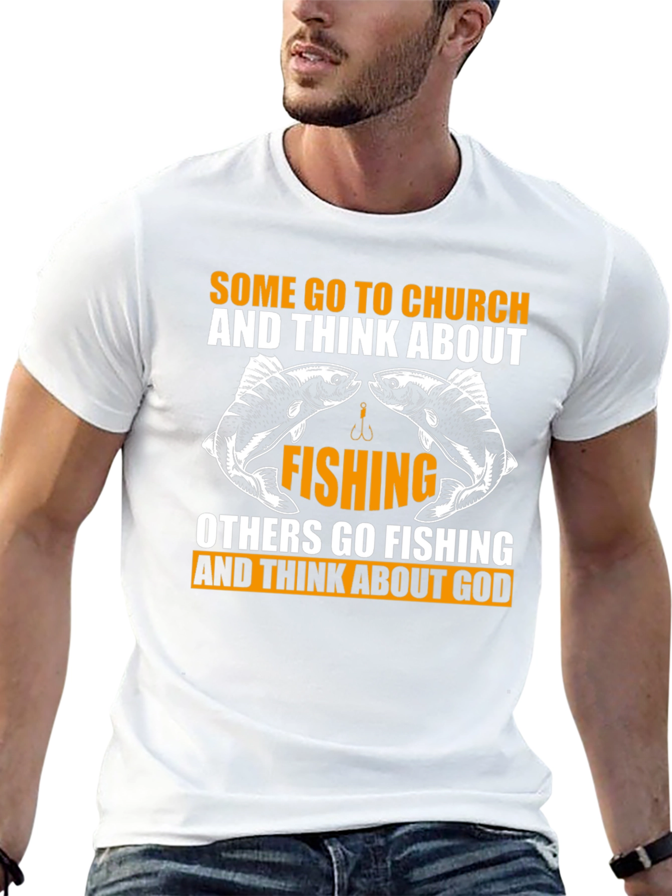 Fishing & God Graphic Tee - Black Cotton T-Shirt