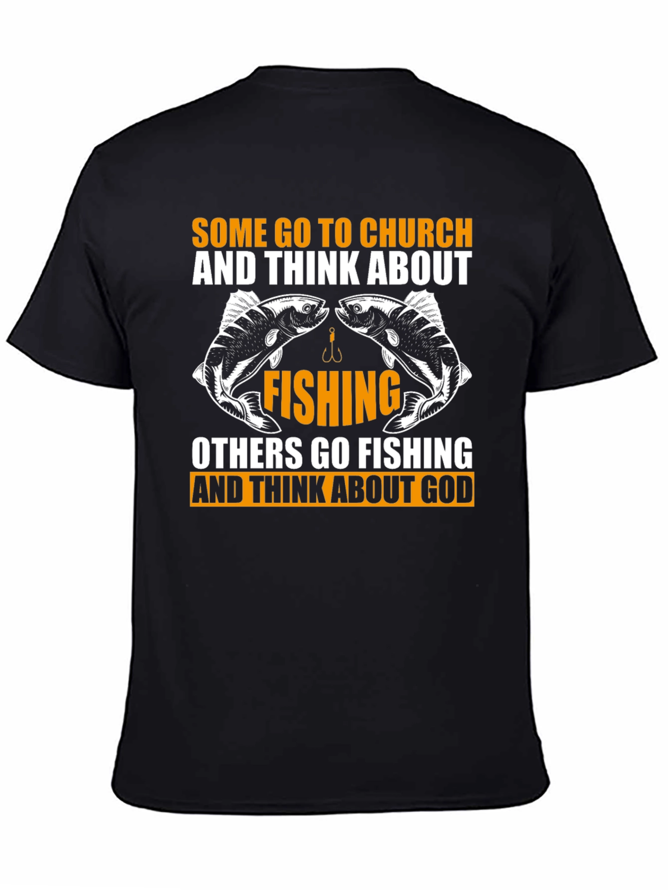 Fishing & God Graphic Tee - Black Cotton T-Shirt