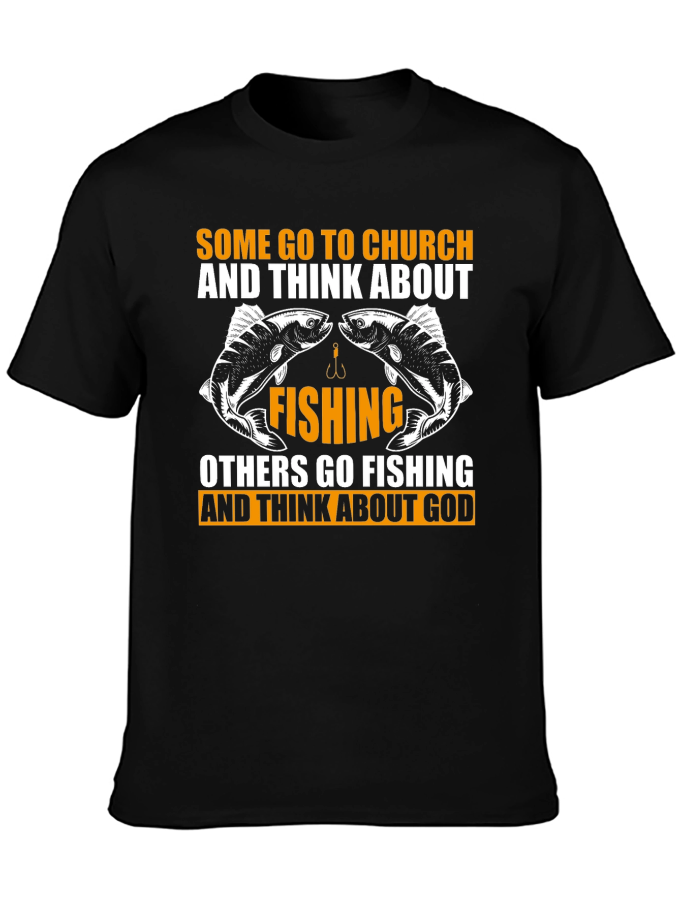 Fishing & God Graphic Tee - Black Cotton T-Shirt