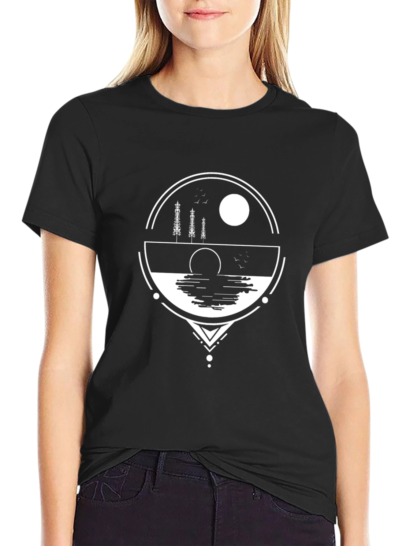 Nature Vista Graphic Tee - Black Cotton Blend