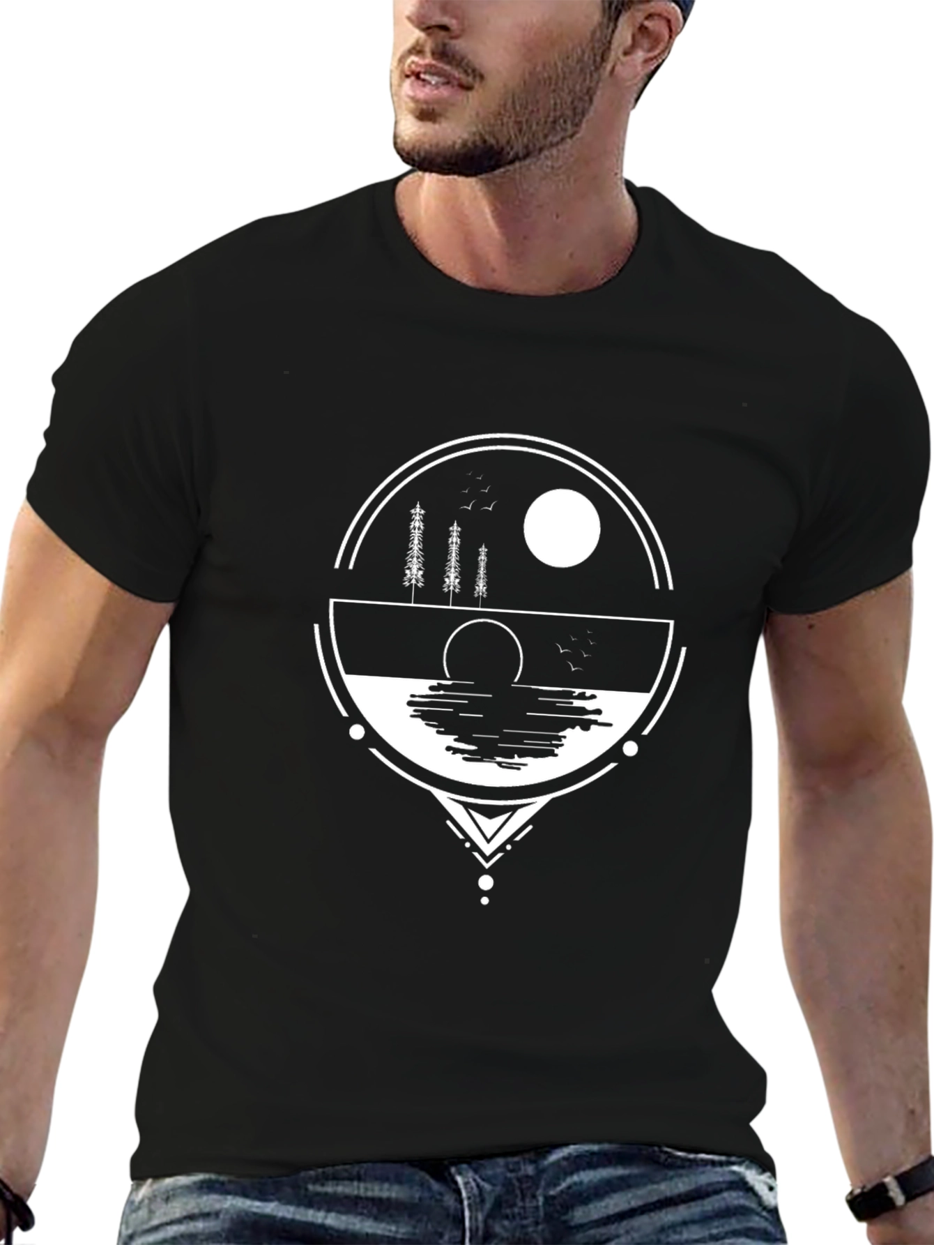 Nature Vista Graphic Tee - Black Cotton Blend